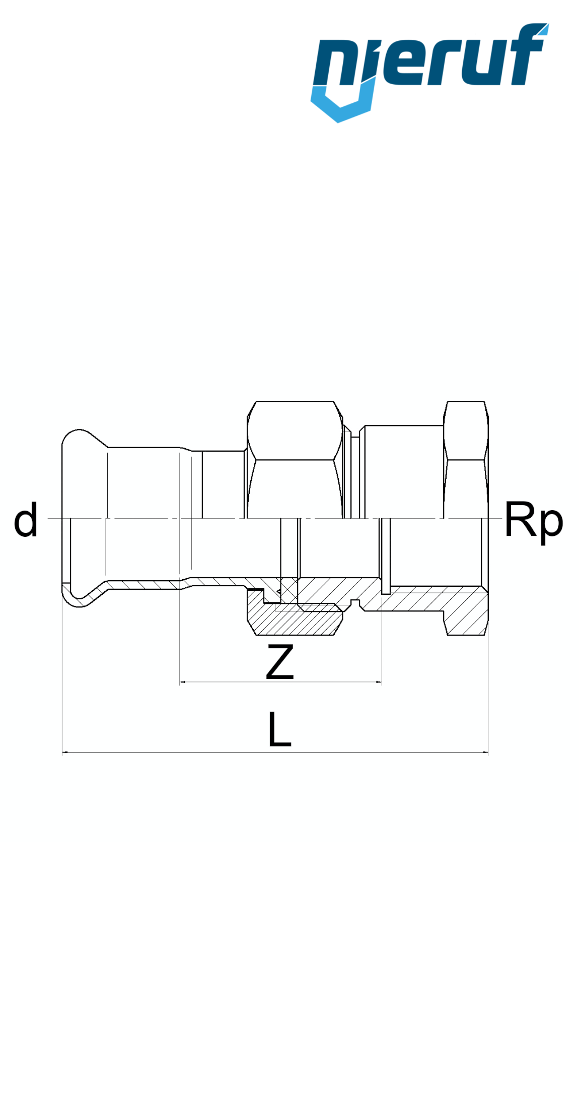 raccord droit à visser à sertir F DN25 - 28,0 mm femelle 1" pouce acier inoxydable