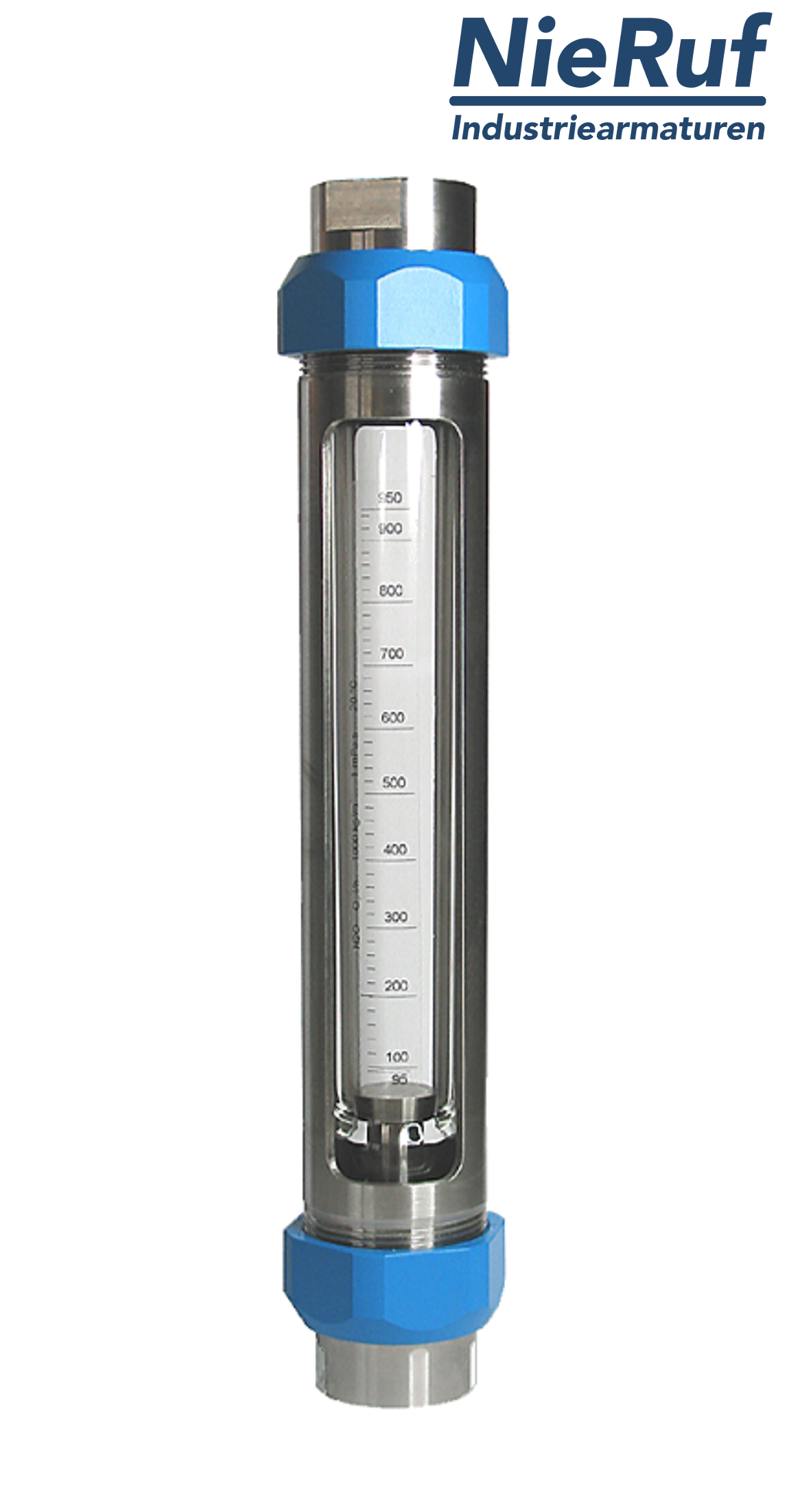 débitmètre à flotteur en acier inoxydable + verre borosilicate 2" pouce 650,0 - 6500 l/h eau EPDM