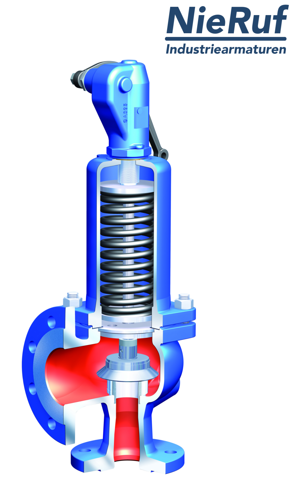 soupape de sûreté à brides DN25/DN25 SF02, acier moulé 1.0619+N FPM, avec levier