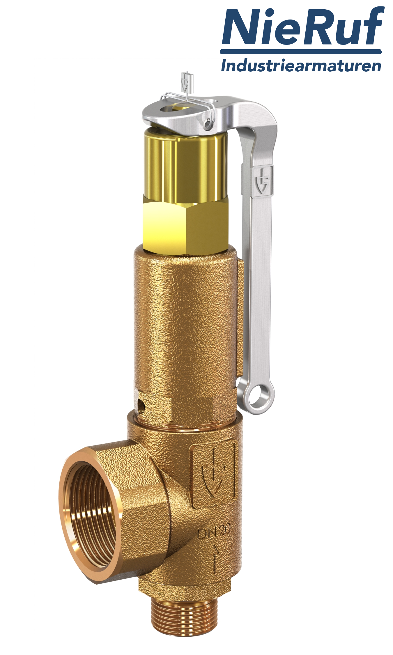 soupape de sûreté 2" mâle  x 2" femelle SV03 fluides liquides neutres, bronze FKM, avec levier