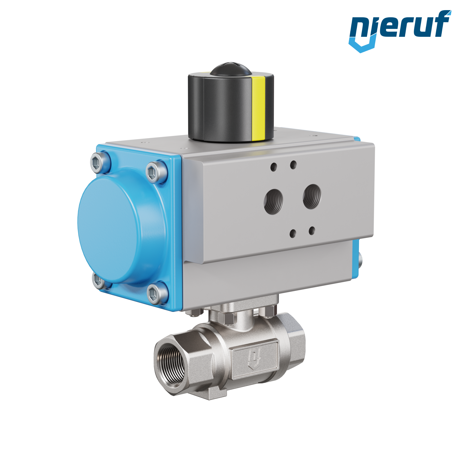 valvola a sfera pneumatica DN15 - 1/2" pollici azionamento rotativo a effetto semplice apertura a molla PK02