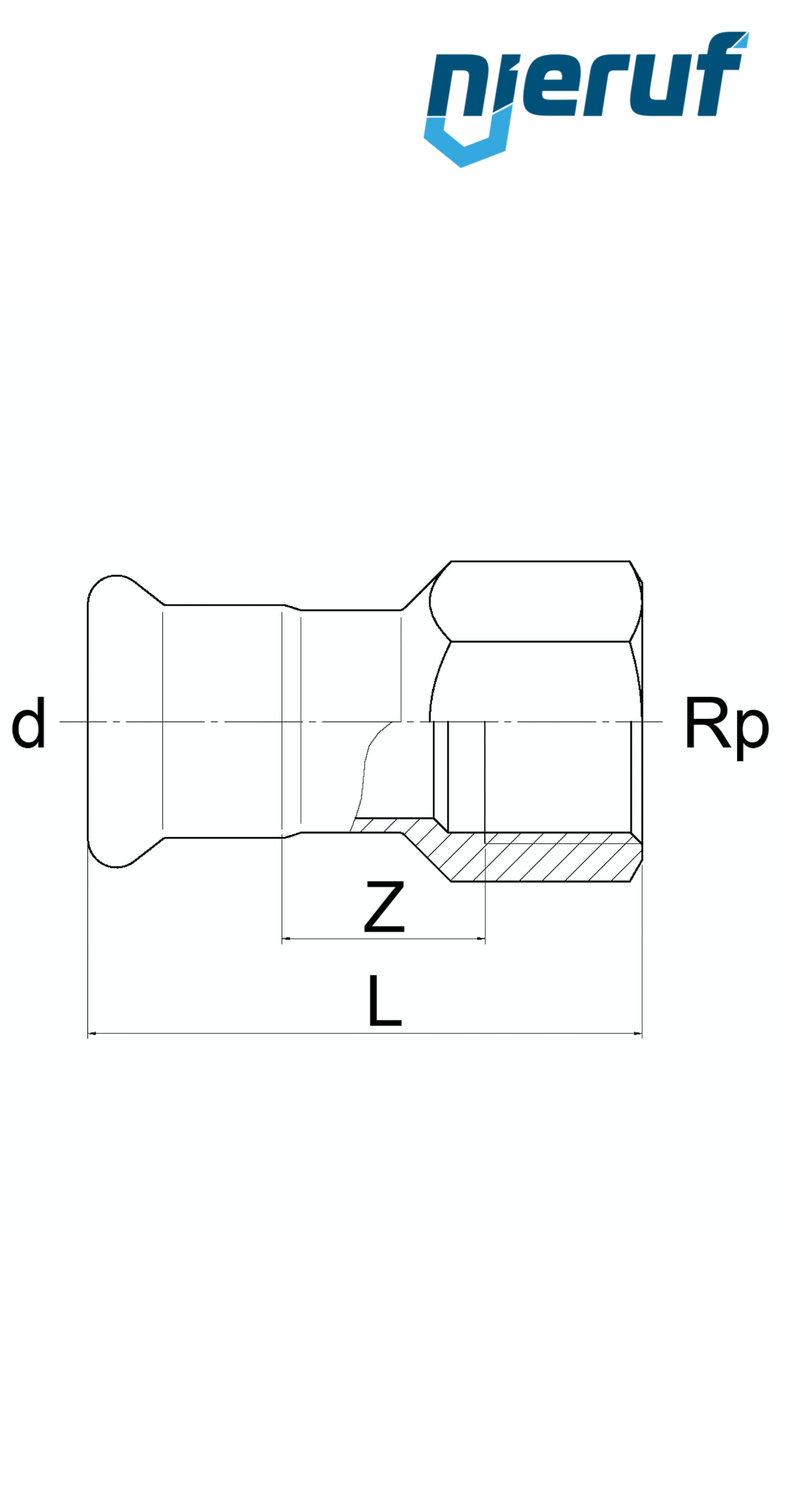 manchon de transition F  DN12 - 15,0 mm femelle 1/2" pouce acier inoxydable
