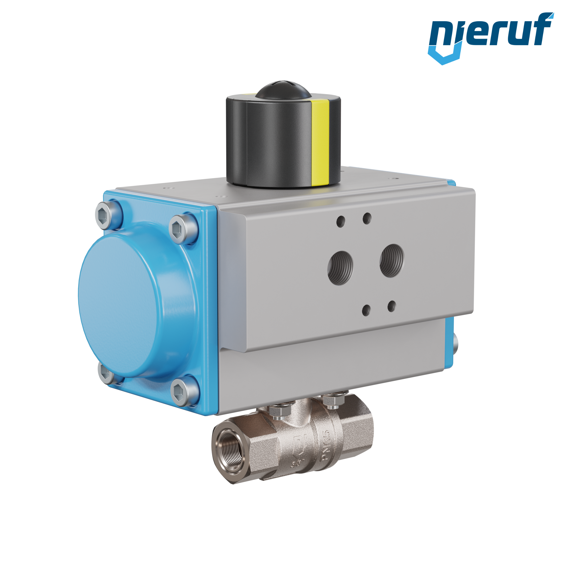 valvola a sfera automatica con manicotto DN8 - 1/4" pollici azionamento rotativo pneumatico a effetto semplice apertura a molla PK01