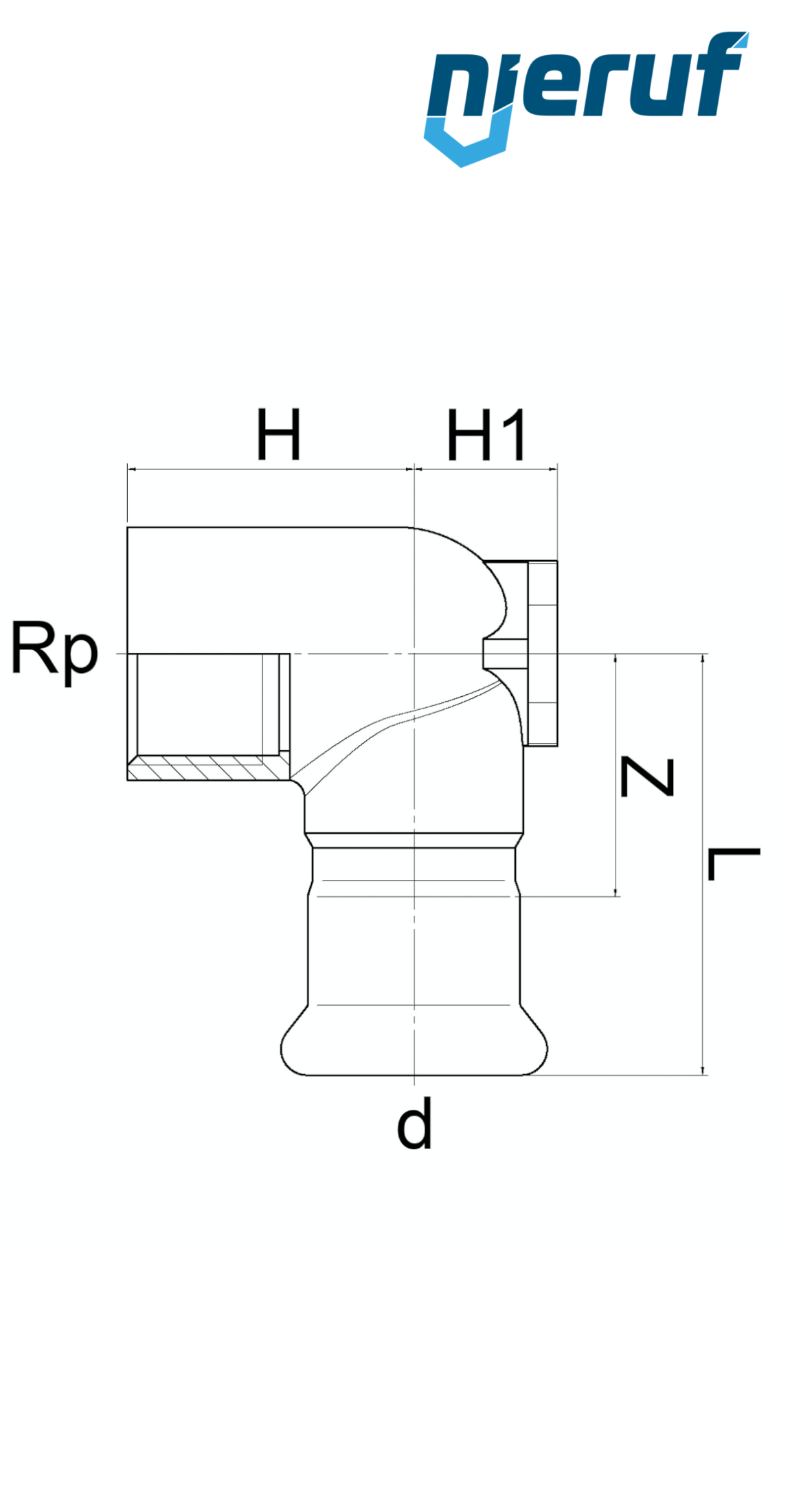 raccord coudé femelle 90° à sertir F DN12 - 15,0 mm femelle 1/2" pouce acier inoxydable