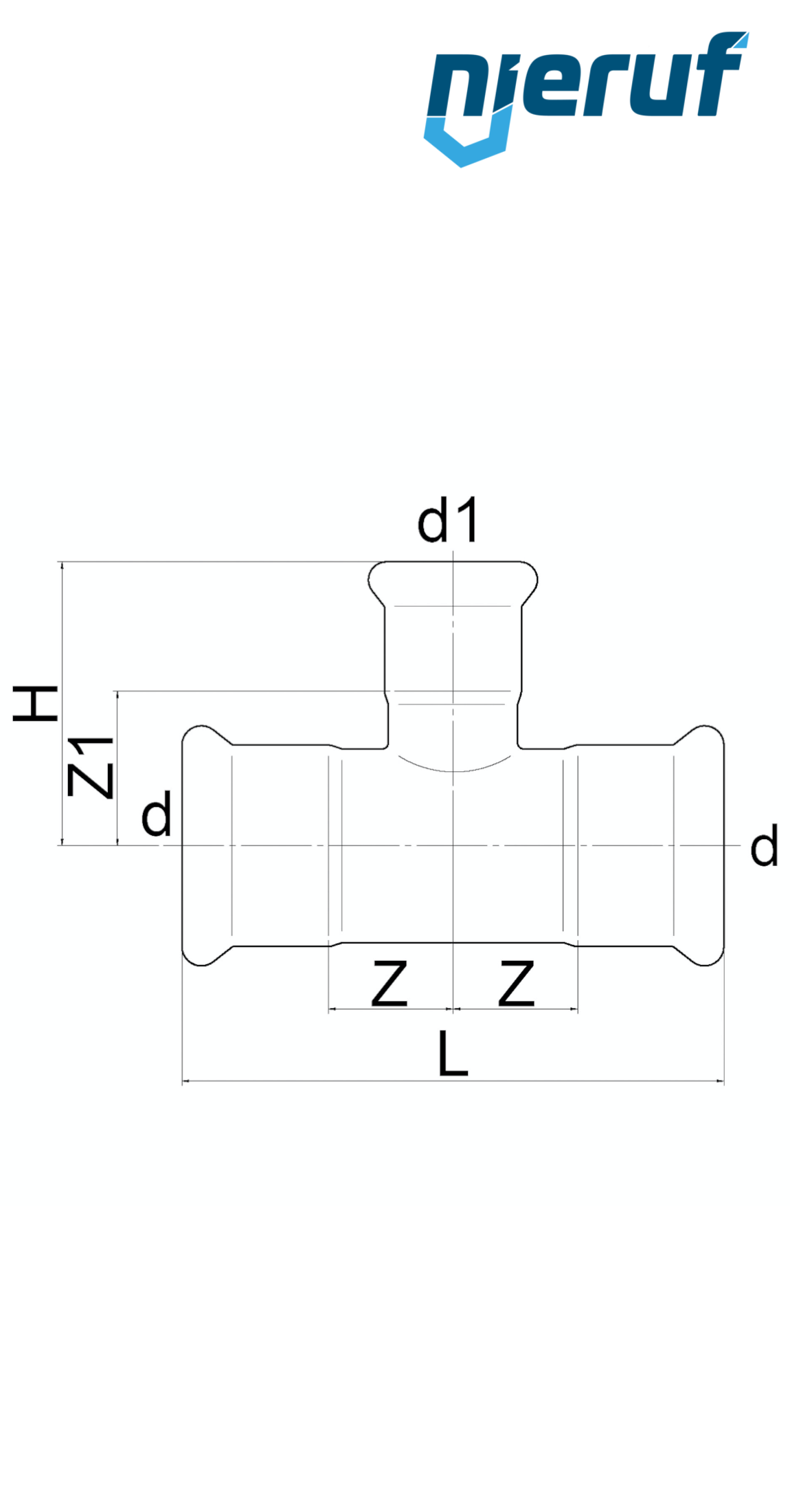 raccord en T réduit F x F à sertir DN20 x DN12 acier inoxydable