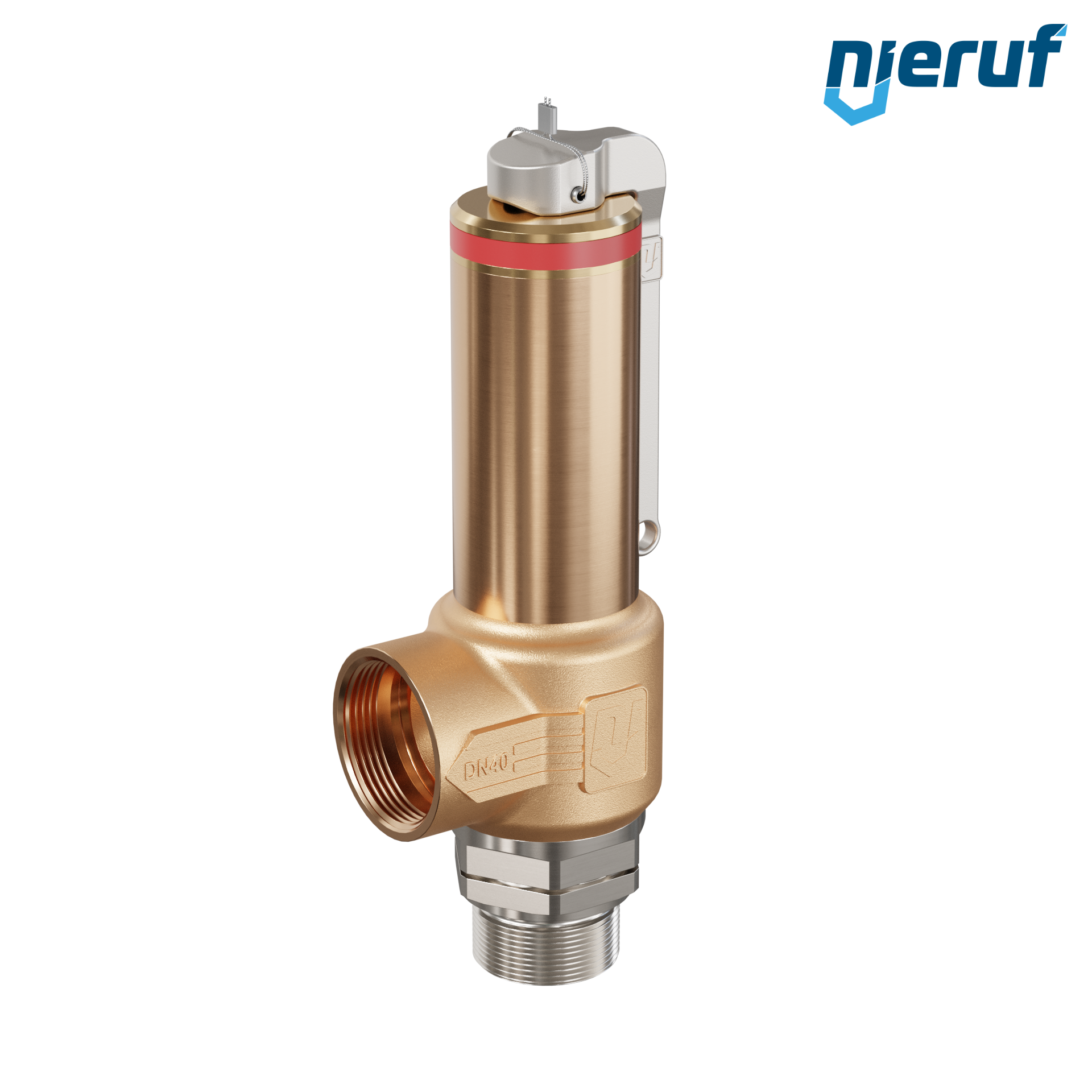 soupape de sûreté cryogénique avec levier DN25 1 1/4" mâle x 1 1/2" femelle SV18, accier inoxydable & bronze PTFE