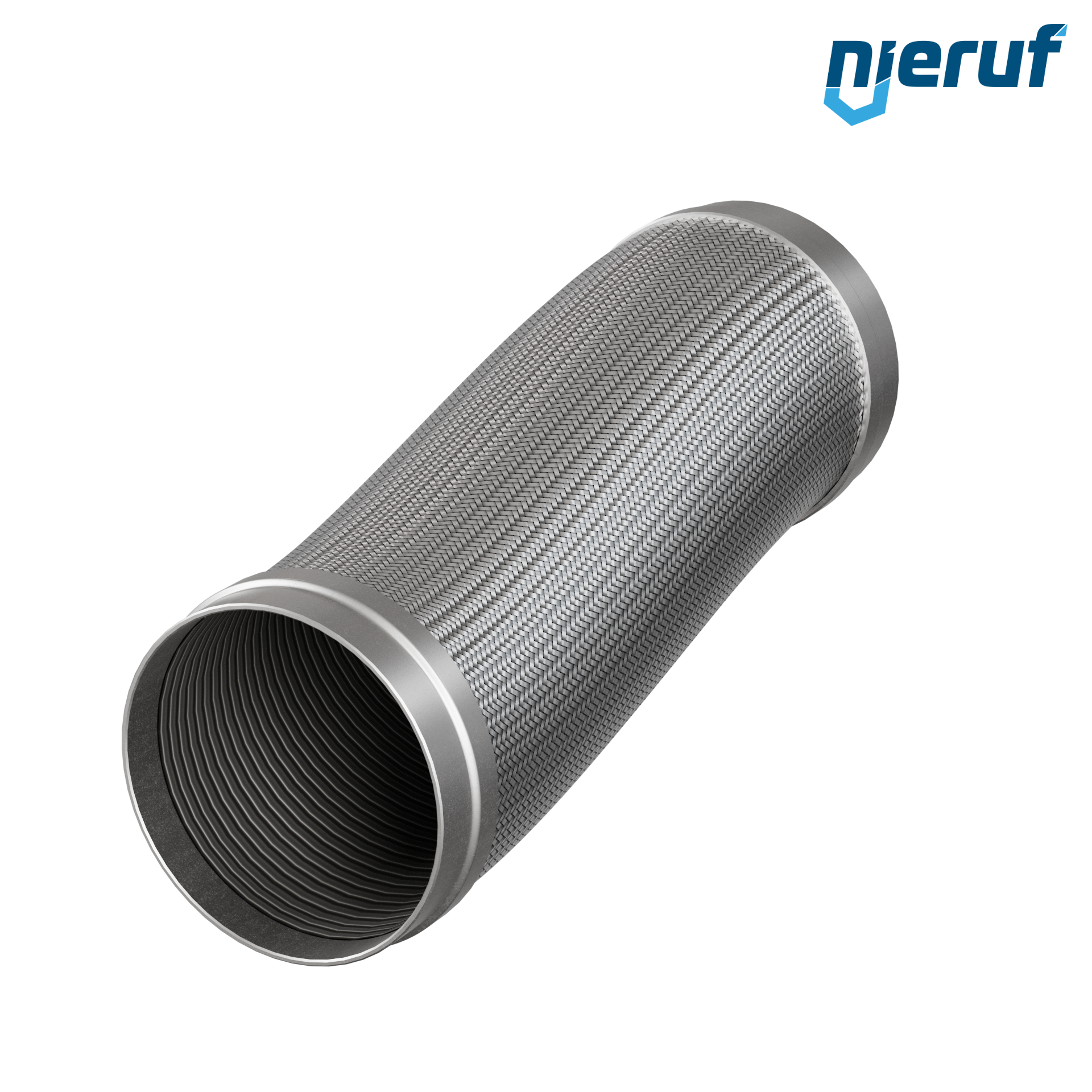 Tuyaux flexible ondulé en acier inoxydable ES01 DN200 - 219.1 mm avec double tressage et embout à souder Longueur 1000 mm