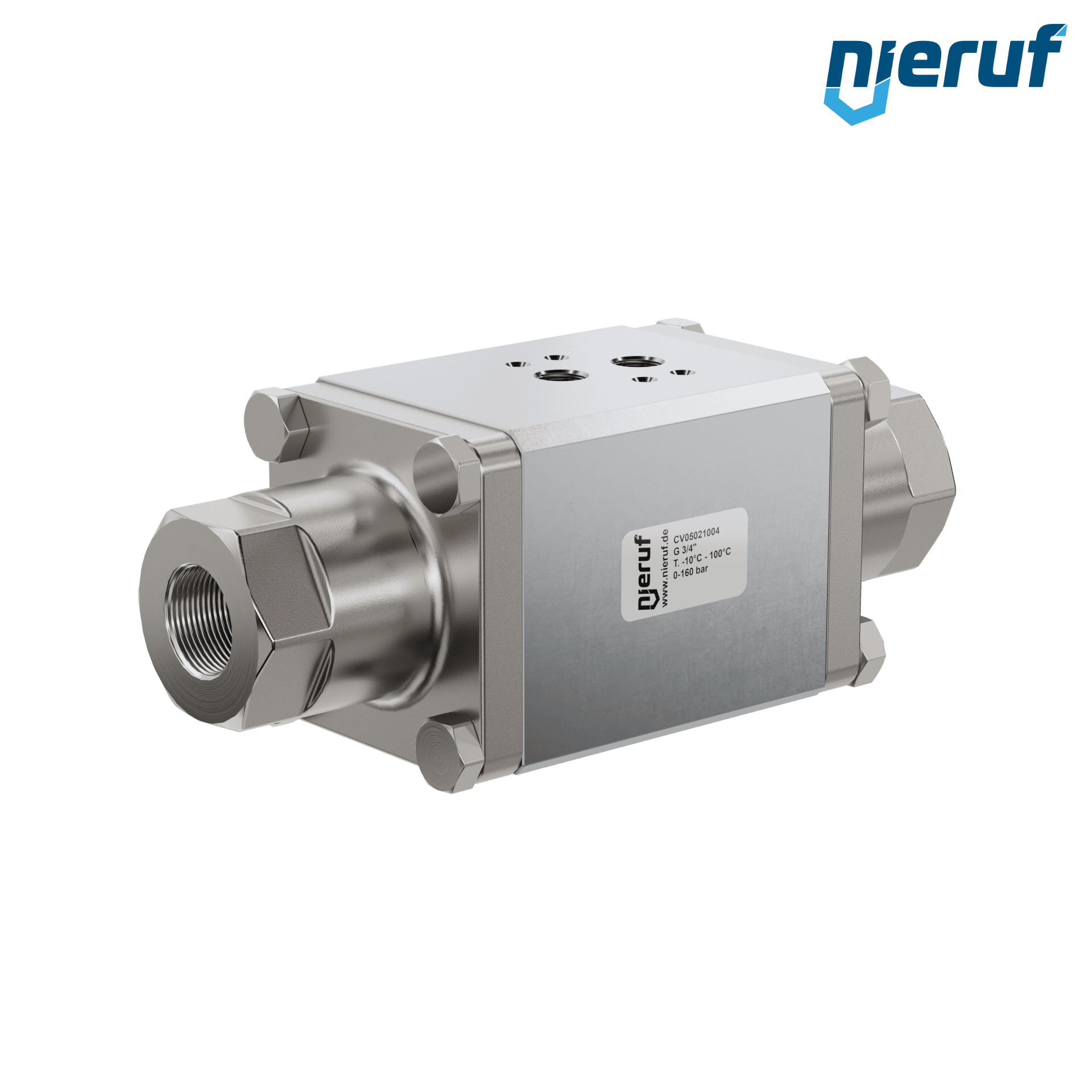 vanne coaxiale à 2/2 voies CV05 3/4" pouce femelle - DN20 acier inoxydable max. 160 bar NC - pour application avec de l'eau