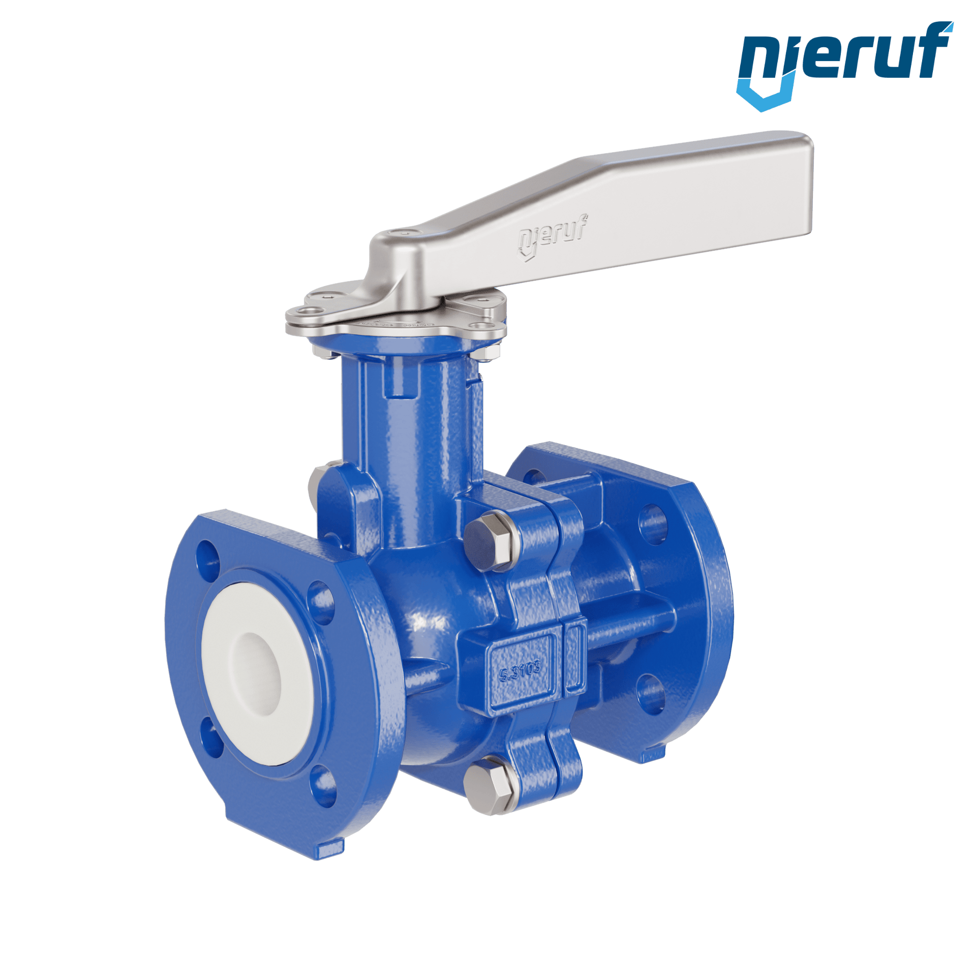 valvola a sfera flangiata PFA FK13 DN25 - 1" pollici PN10/16 in ghisa sferoidale 5.3103 con leva in acciaio