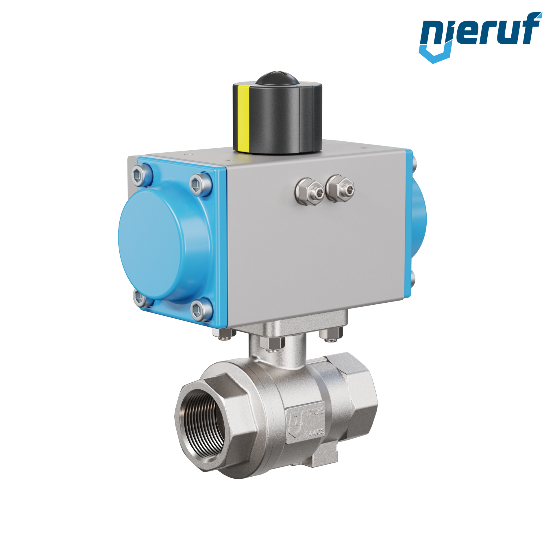 valvola a sfera pneumatica DN25 - 1" pollici azionamento rotativo a effetto semplice apertura a molla PK02
