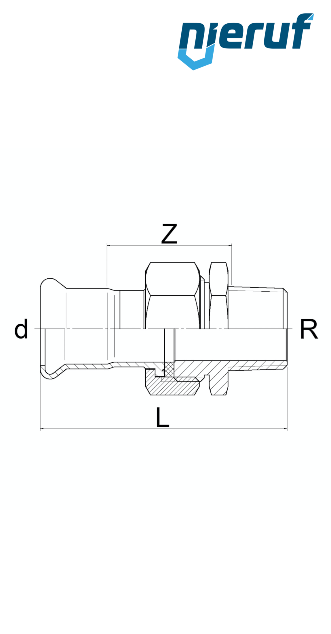 raccord droit à visser à sertir F DN20 - 22,0 mm mâle 1/2" pouce acier inoxydable