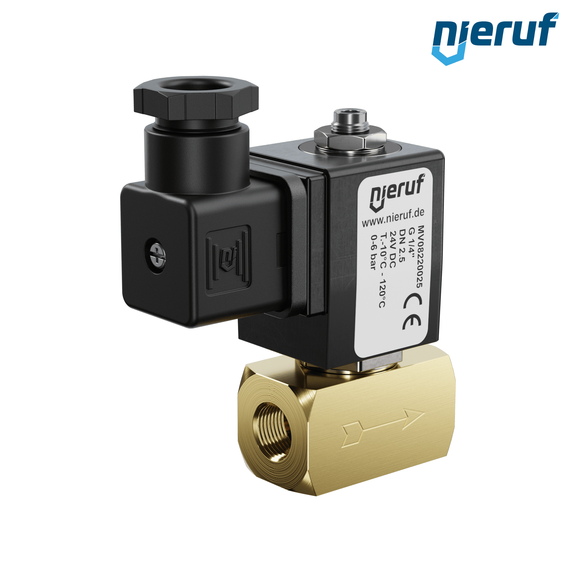 électrovanne DN2,5 G 1/4" pouce laiton MV08 FKM 24V DC