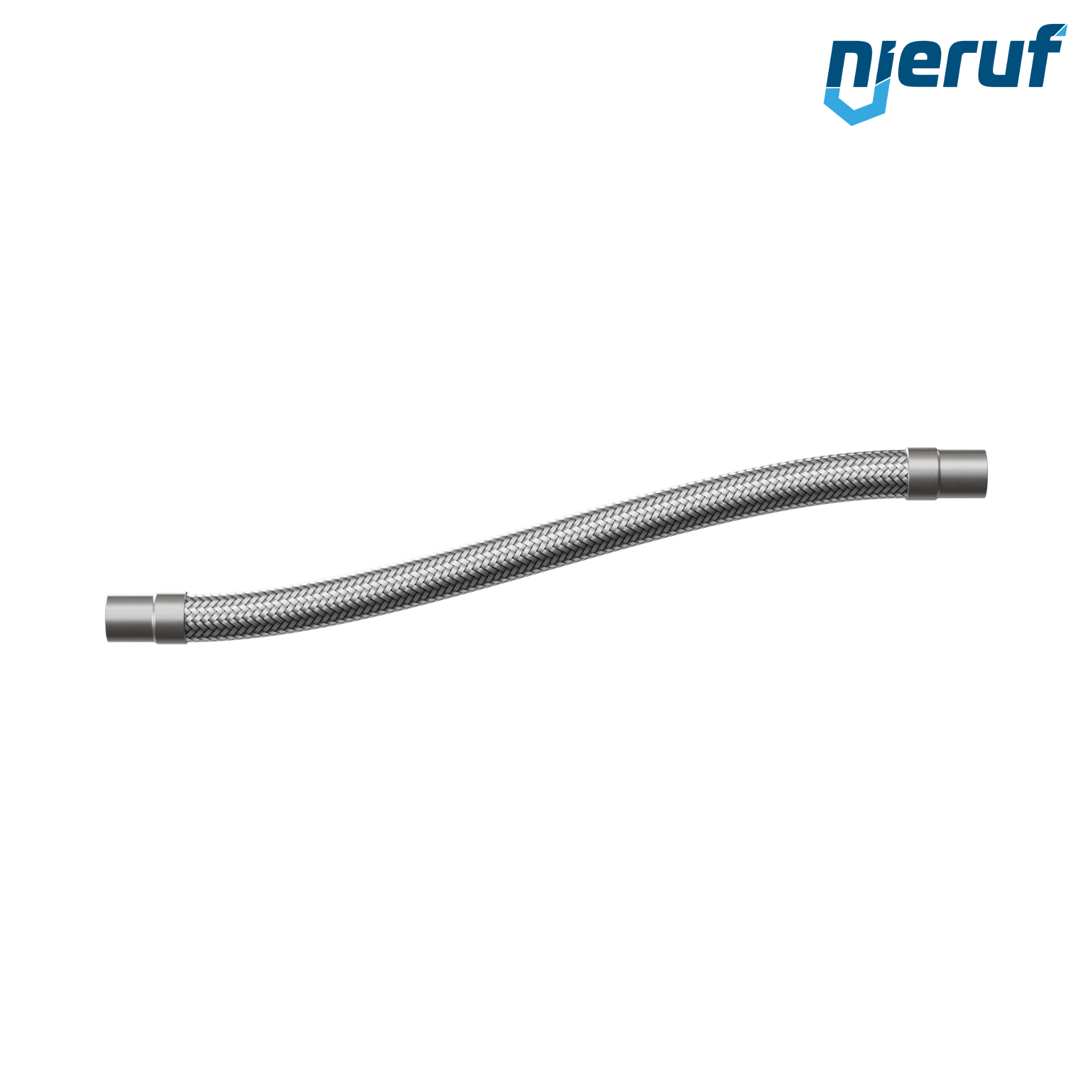 Tuyaux flexible ondulé en acier inoxydable ES01 DN25 - 33.7 mm avec tressage simple et embout à souder Longueur 1000 mm