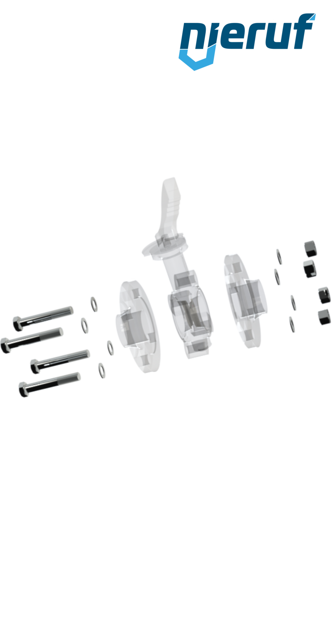 kit de raccordement vanne papillon/bride DN32 - 1 1/4" pouce pour bride PN10 acier inoxydable