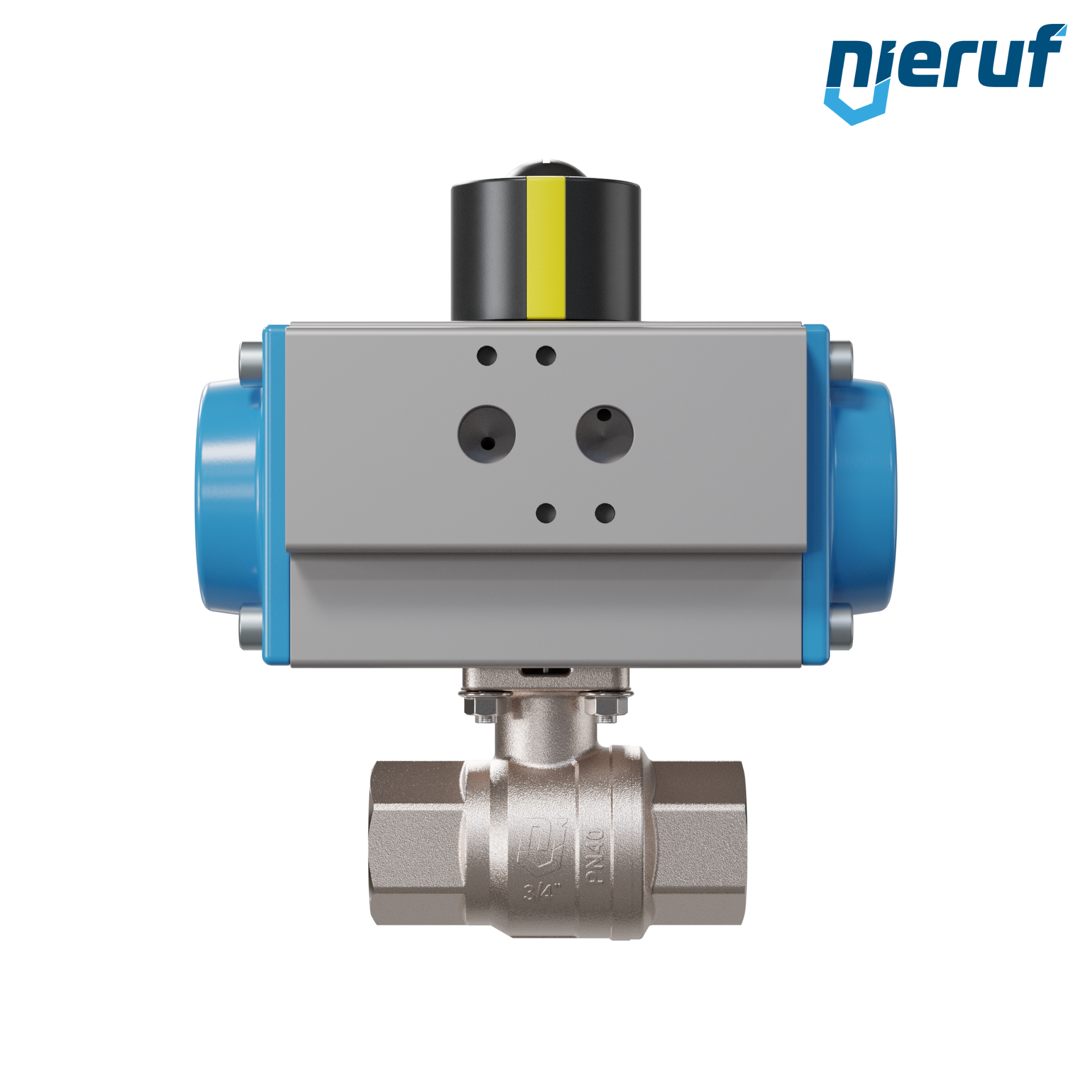 valvola a sfera automatica con manicotto DN20 - 3/4" pollici azionamento rotativo pneumatico a effetto semplice apertura a molla PK01