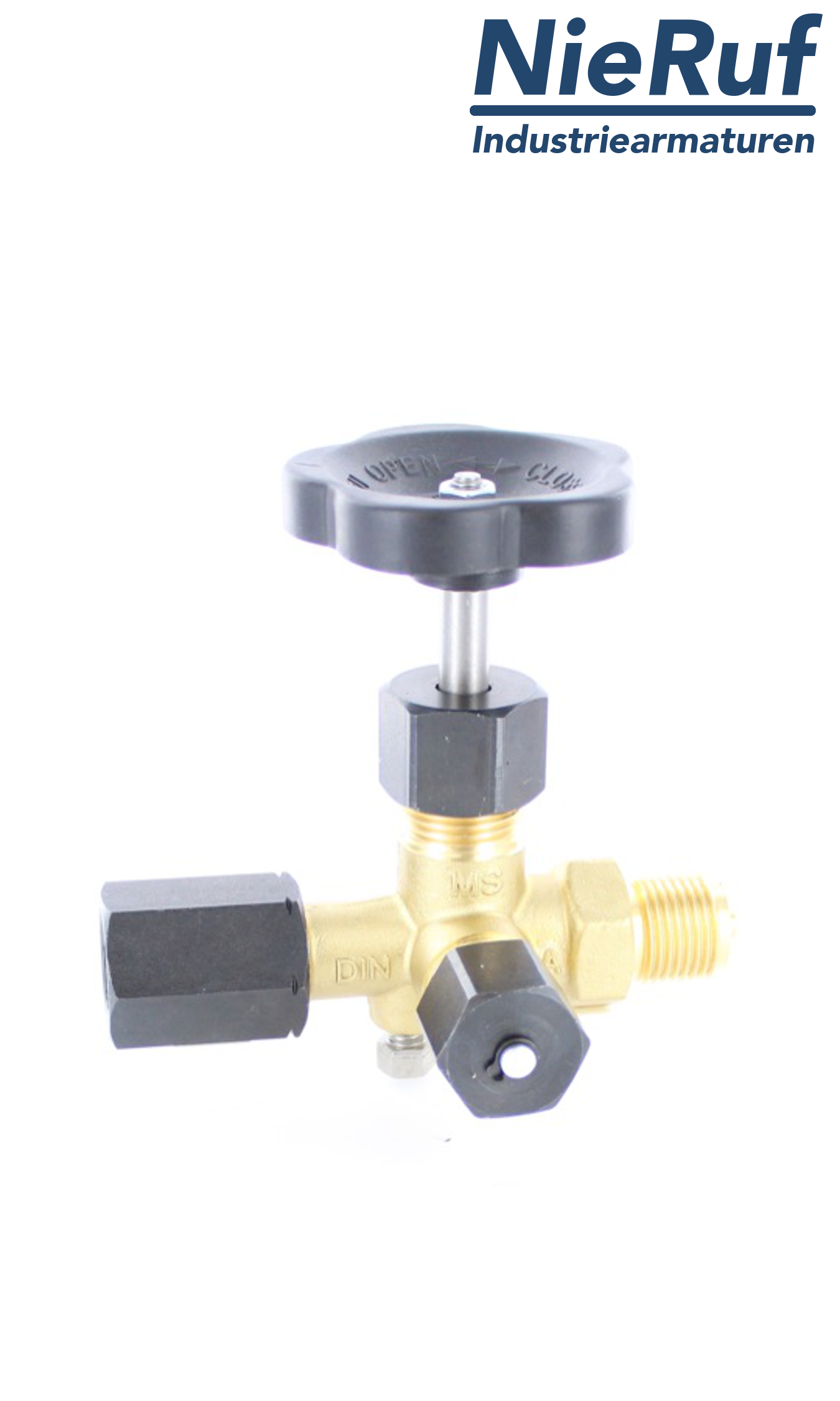 vanne d'arrêt pour manomètre manchon (filetage mâle) x adaptateur pour instruments de mesure avec écrou réglable M20X1.5 DIN 16271 laiton 250 bar