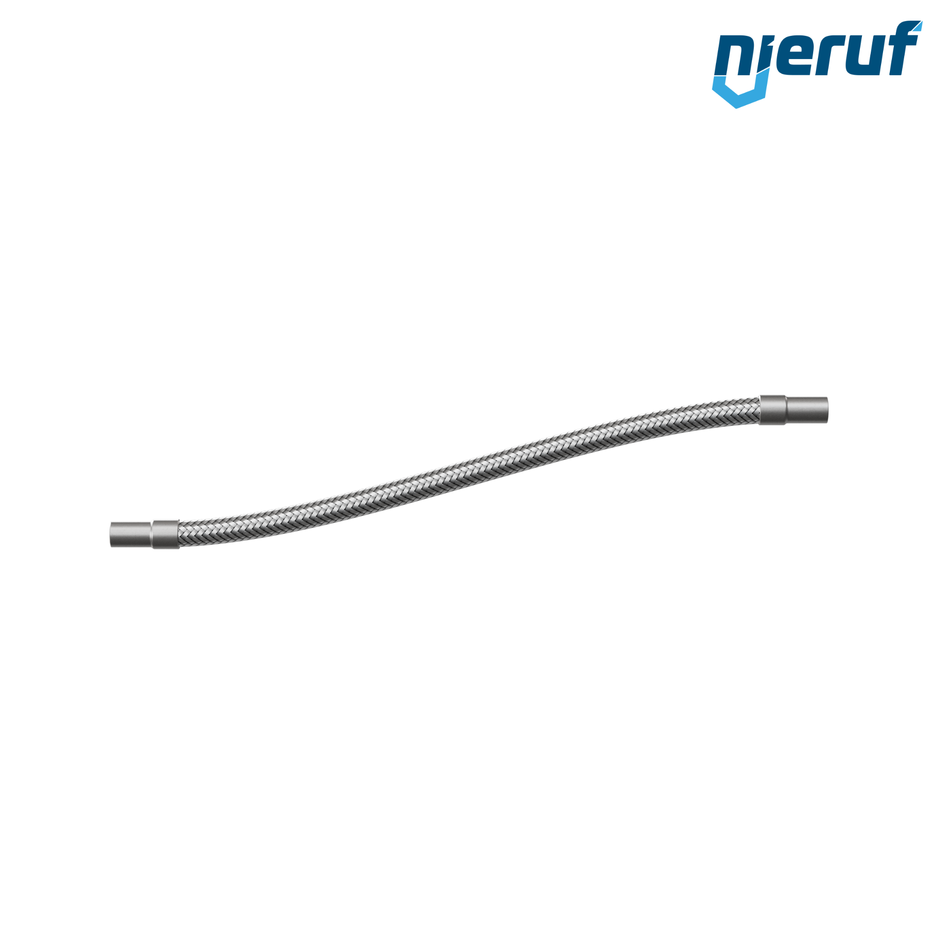Tuyaux flexible ondulé en acier inoxydable ES01 DN12 - 21.3 mm avec double tressage et embout à souder Longueur 1000 mm