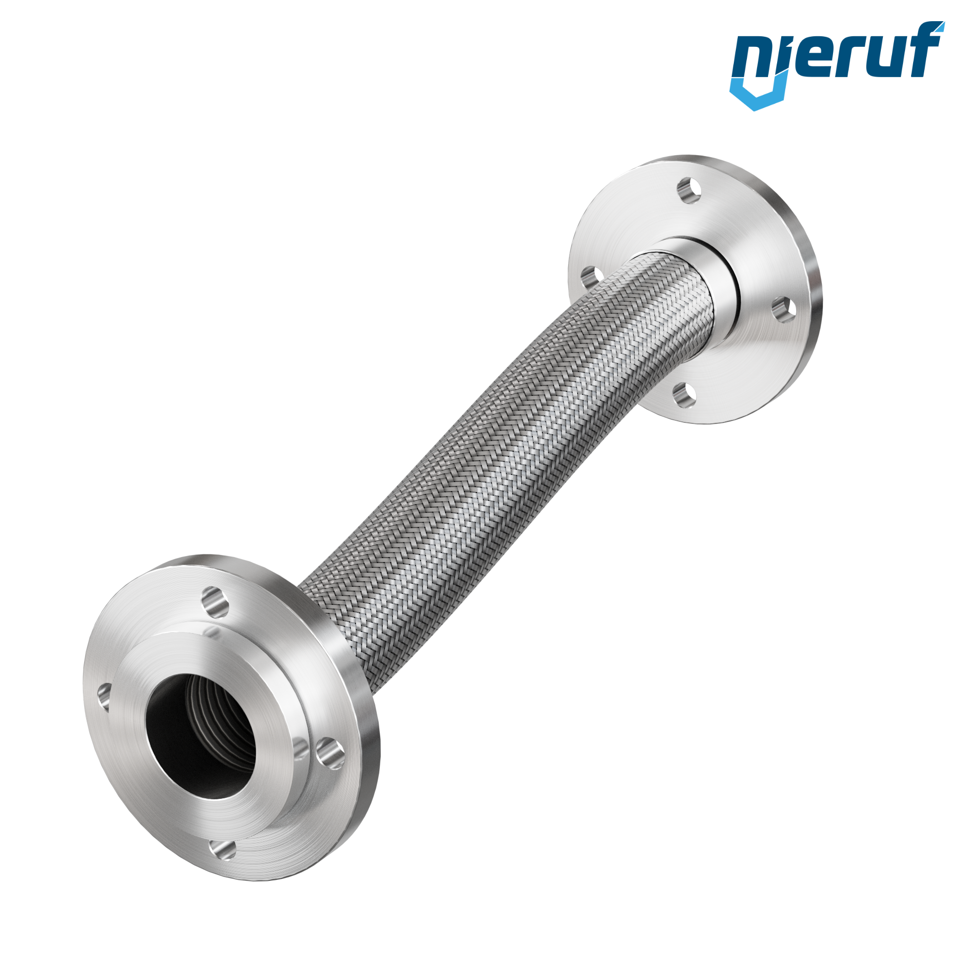 Tuyaux flexible ondulé en acier inoxydable ES01 DN65 - 2 1/2" pouce avec double tressage et brides tournantes Longueur 500 mm