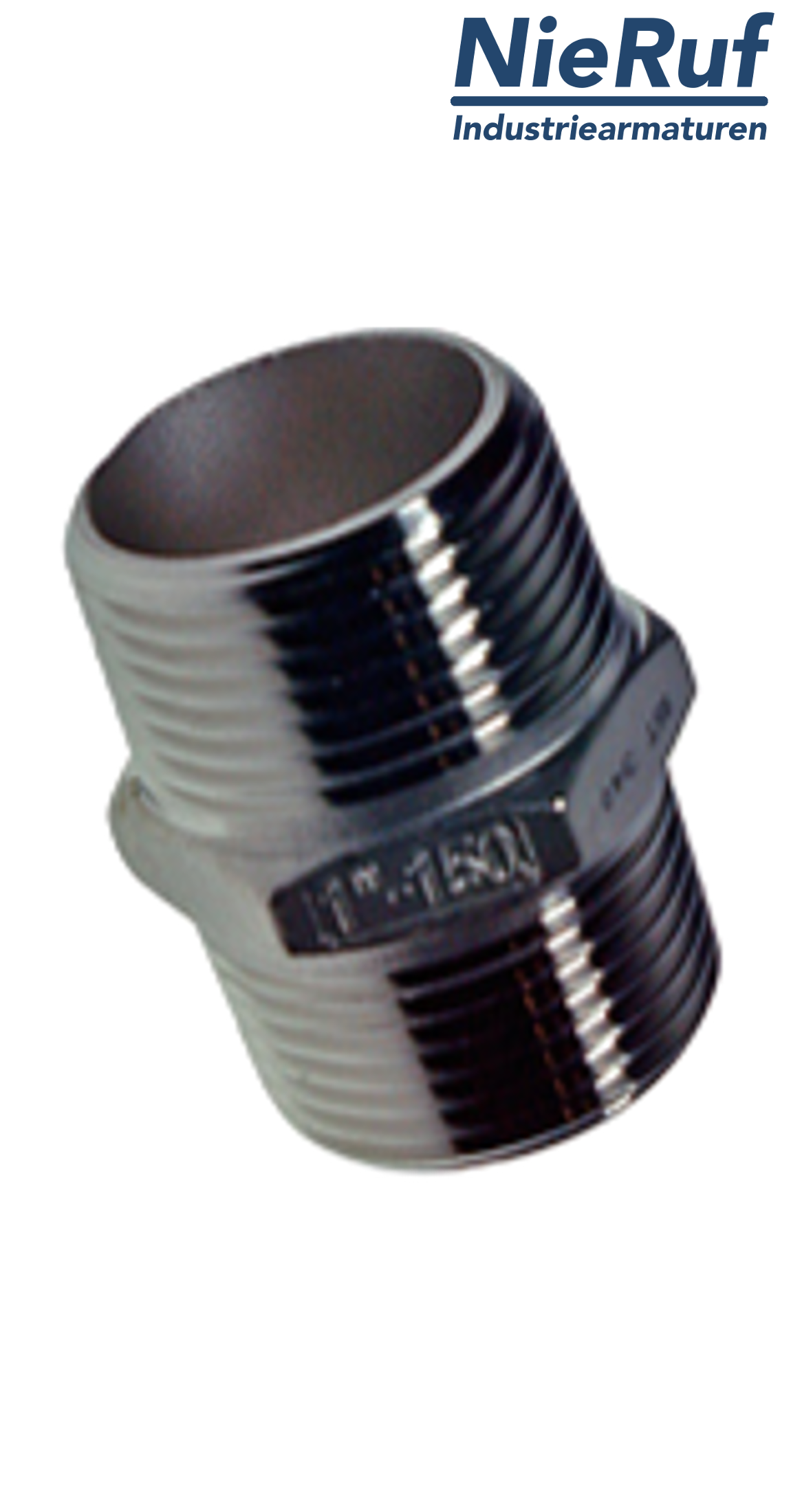 mamelon double 1/4" pouce NPT acier inoxydable 316 mâle