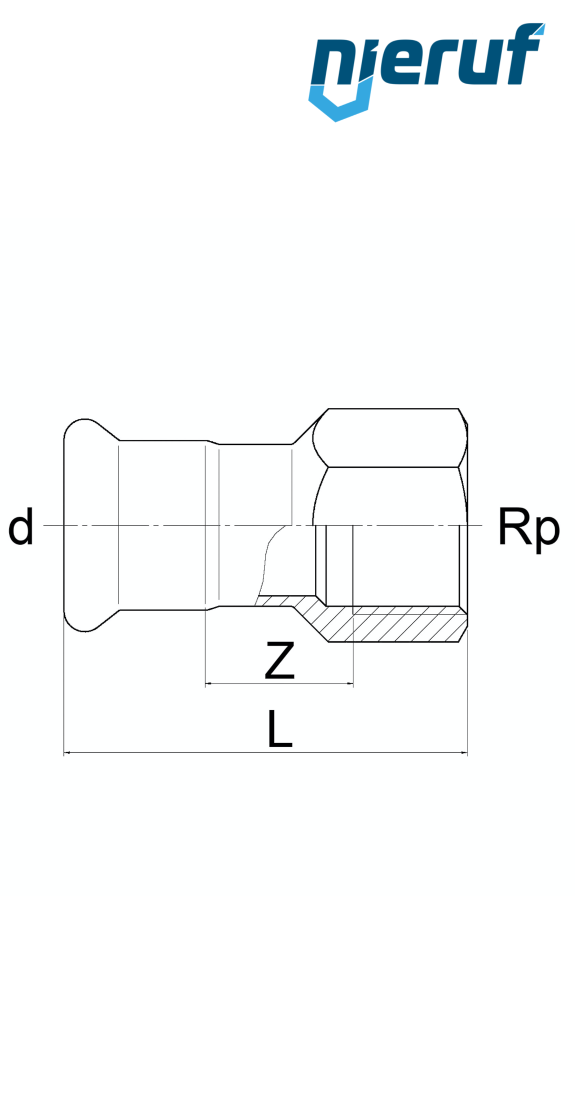 manchon de transition F  DN20 - 22,0 mm femelle 1" pouce acier inoxydable