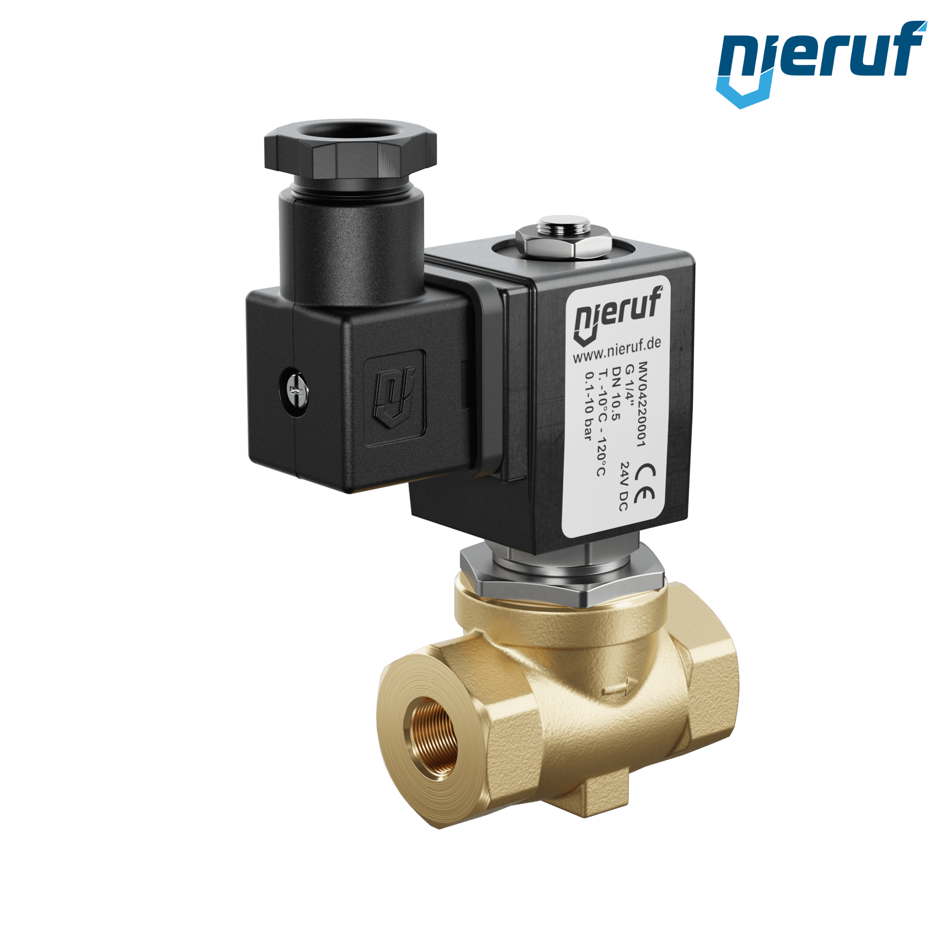 électrovanne à membrane G 1/4" pouce laiton MV04 FKM 24V DC