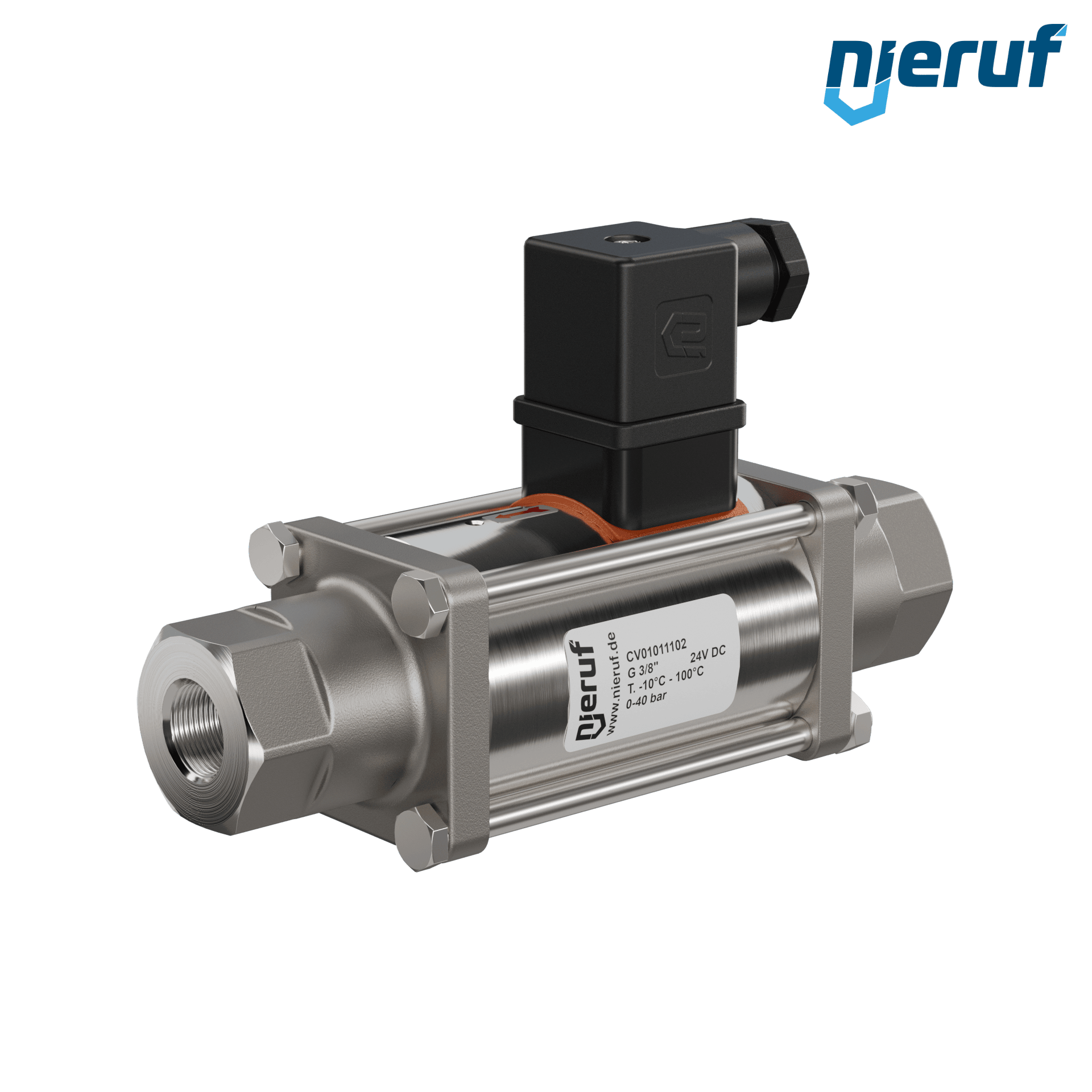 vanne coaxiale 3/8" pouce femelle - DN10 laiton 24V DC NO - pour application avec de l'eau