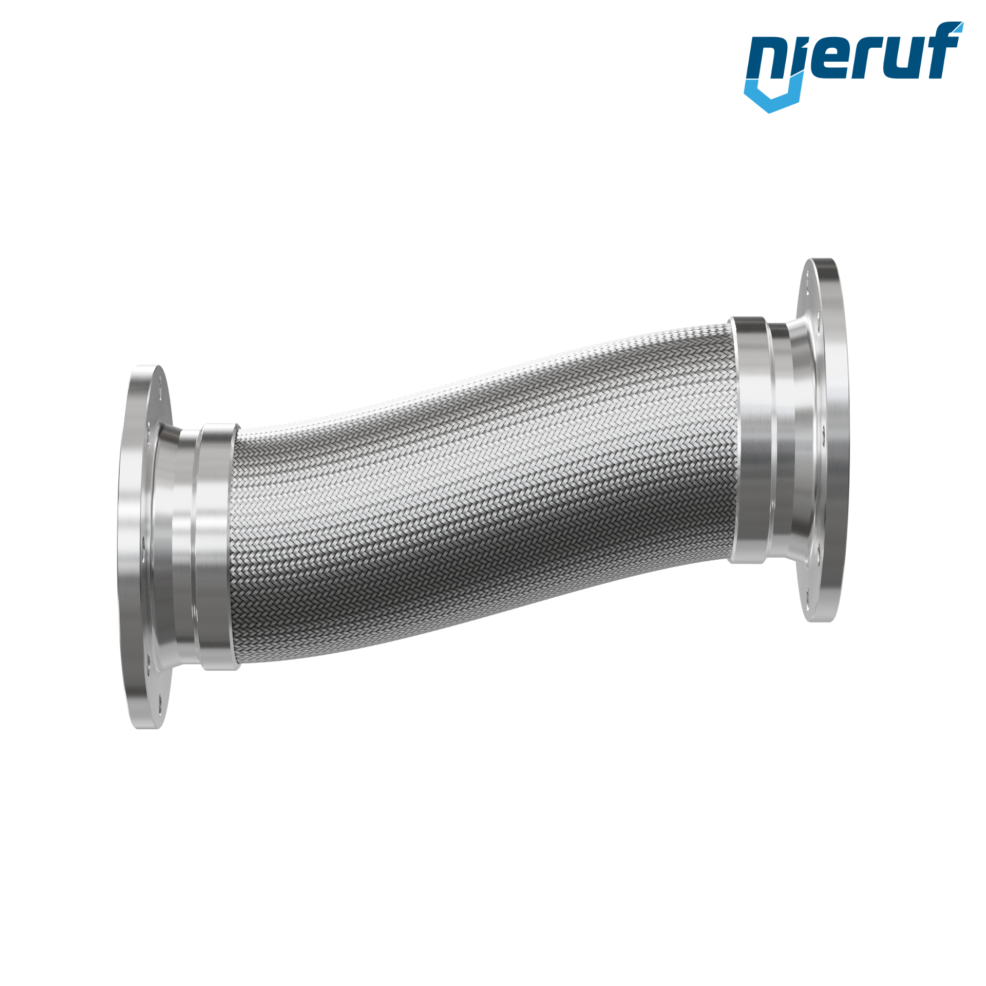 Tuyaux flexible ondulé en acier inoxydable ES01 DN200 - 8" pouce avec double tressage et brides fixe Longueur 500 mm