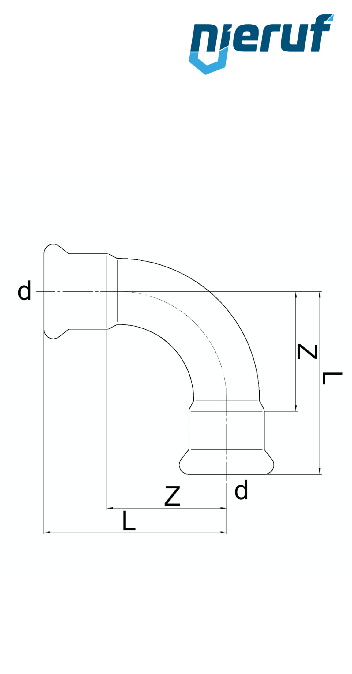 raccord coudé à sertir 90° F x F DN40 - 42,0 mm acier inoxydable