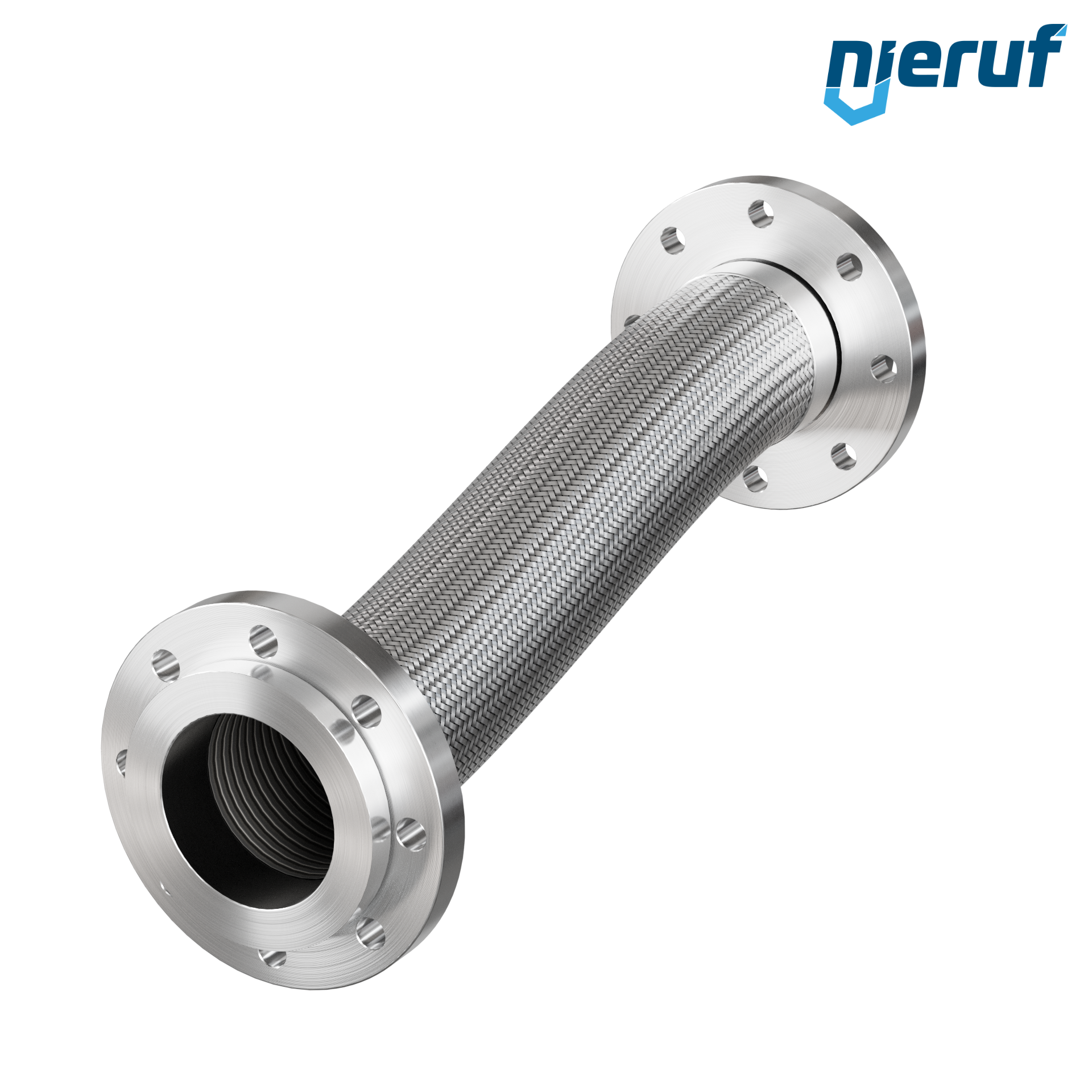 Tuyaux flexible ondulé en acier inoxydable ES01 DN100 - 4" pouce avec tressage simple et brides tournantes Longueur 1000 mm