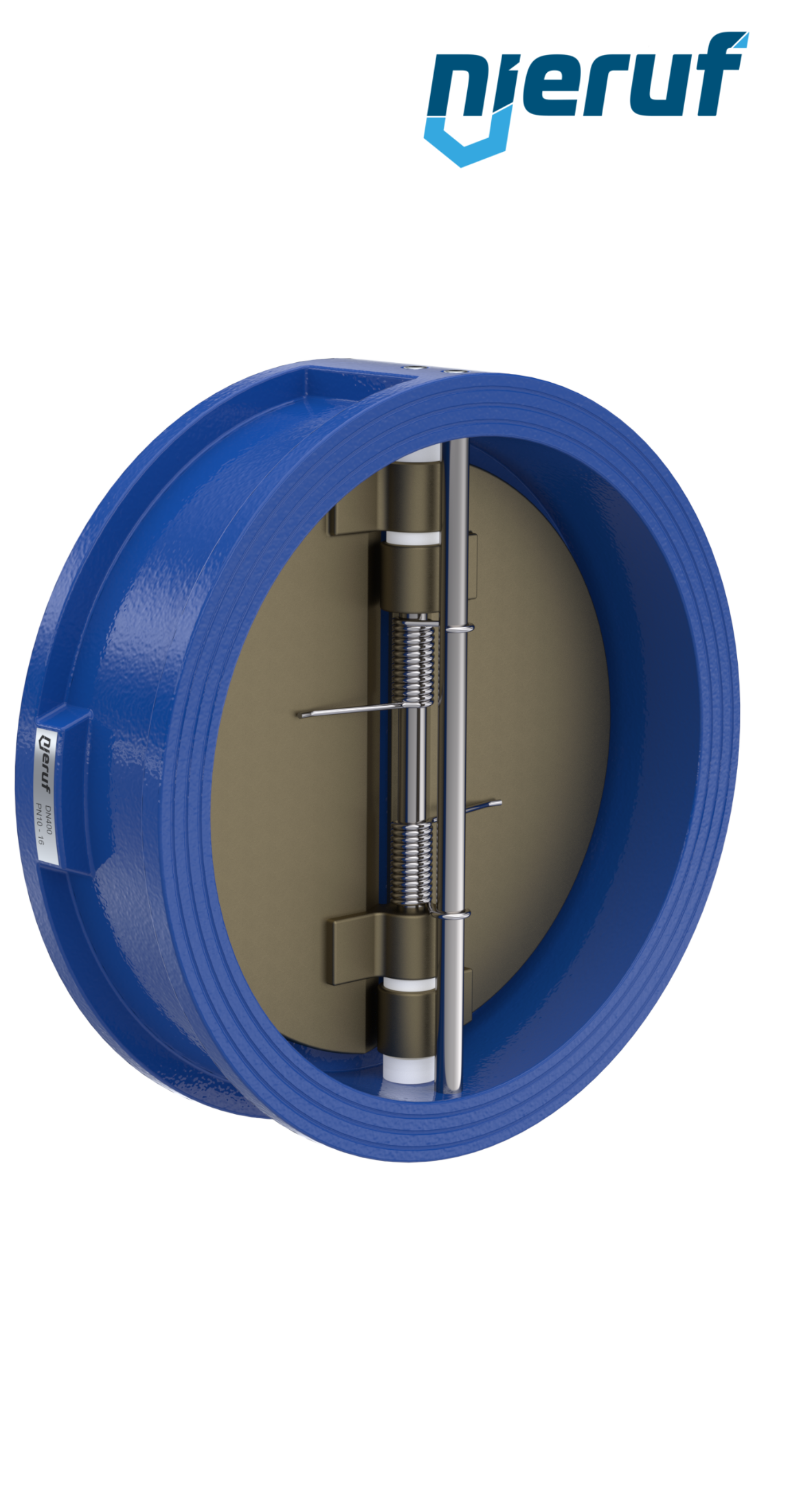 clapet anti-retour à double battant DN400 ANSI150 DR04 ANSI 150 GGG40 avec revêtement époxy bleu de 180µm  FKM