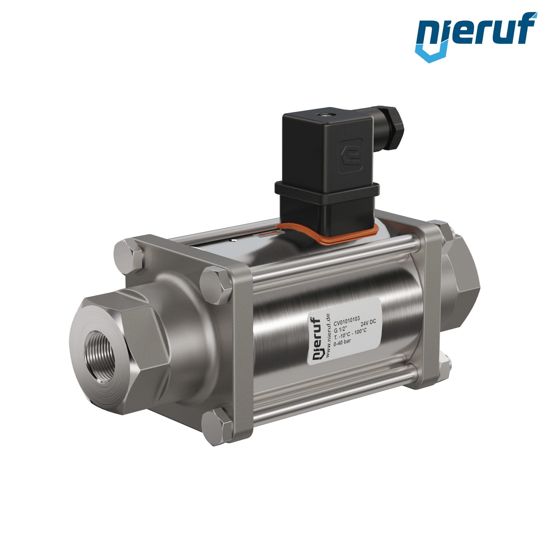 vanne coaxiale 1/2" pouce femelle - DN15 laiton 24V DC NO