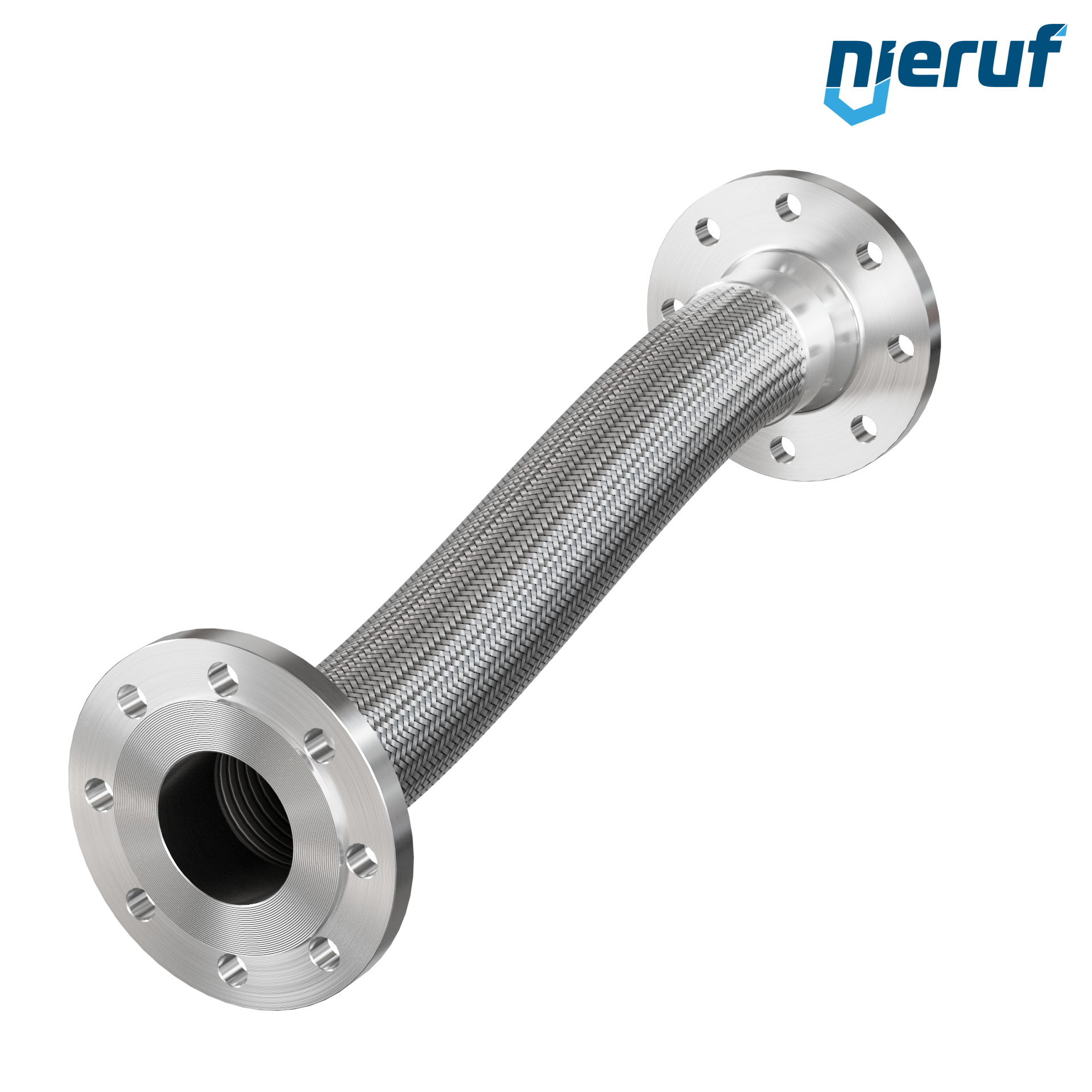 Tuyaux flexible ondulé en acier inoxydable ES01 DN80 - 3" pouce avec tressage simple et brides fixe Longueur 500 mm