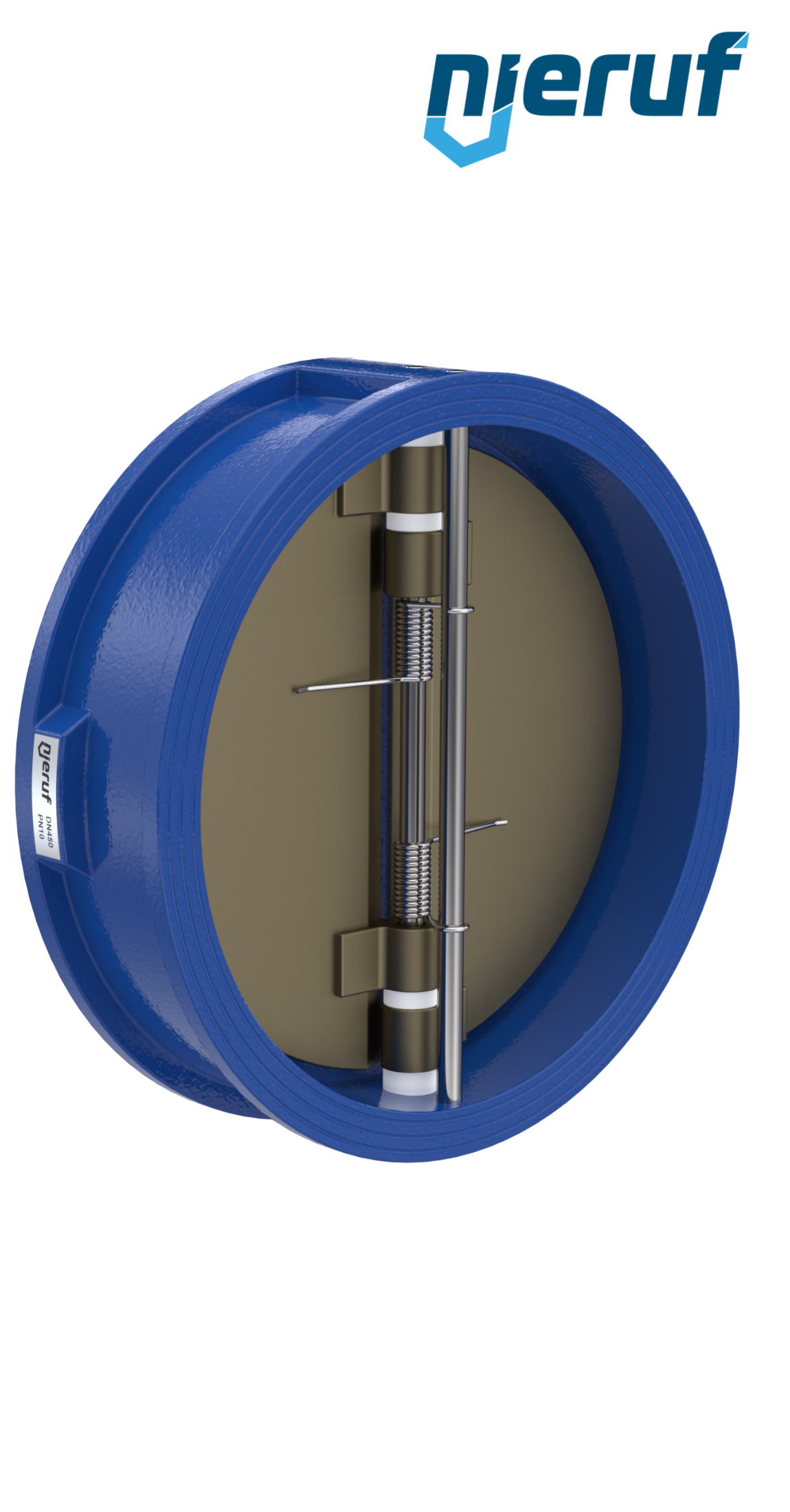 clapet anti-retour à double battant DN450 ANSI150 DR04 ANSI 150 GGG40 avec revêtement époxy bleu de 180µm  FKM