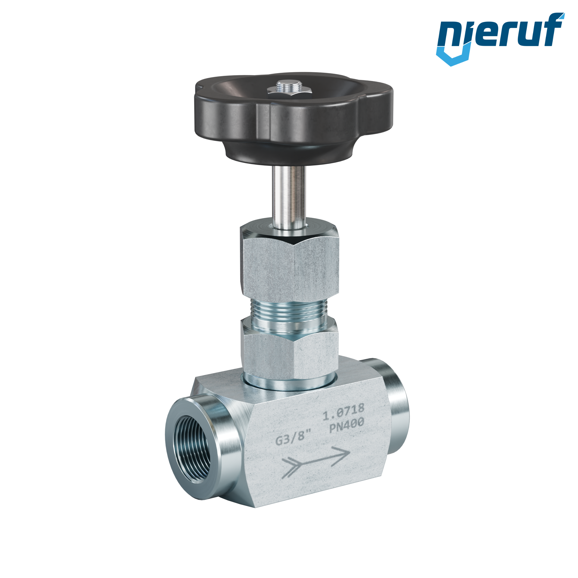 vanne à pointeau  3/8" pouce NV01 acier (zingué bleu)