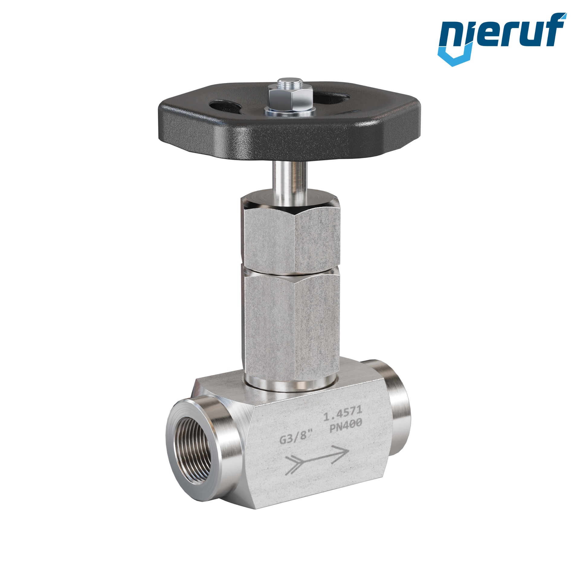 vanne à pointeau pour la vapeur 3/8" pouce NV03 acier inoxydable 1.4571