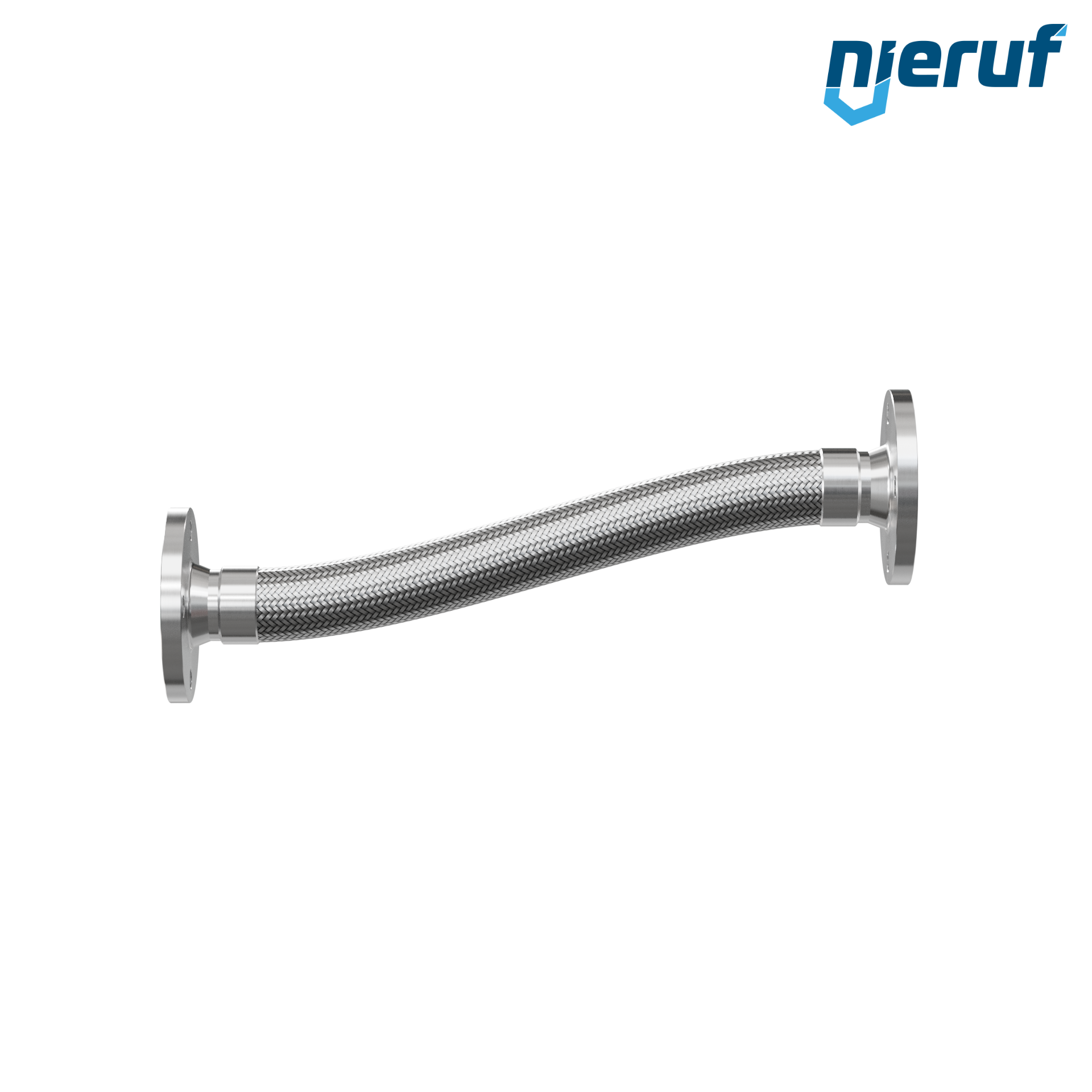 Tuyaux flexible ondulé en acier inoxydable ES01 DN50 - 2" pouce avec tressage simple et brides fixe Longueur 1000 mm