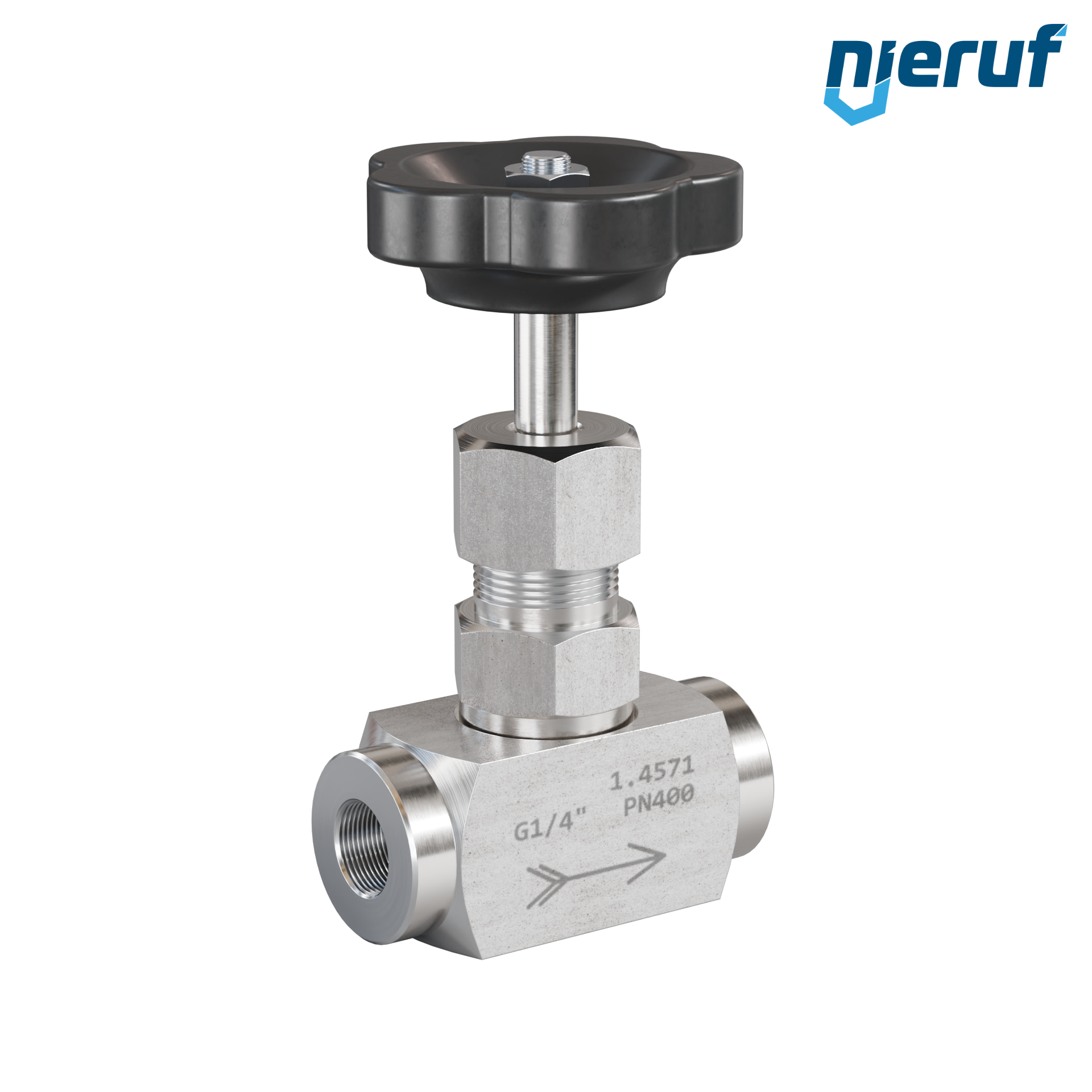 vanne à pointeau haute pression  1/4" pouce NV01 acier inoxydable 1.4571