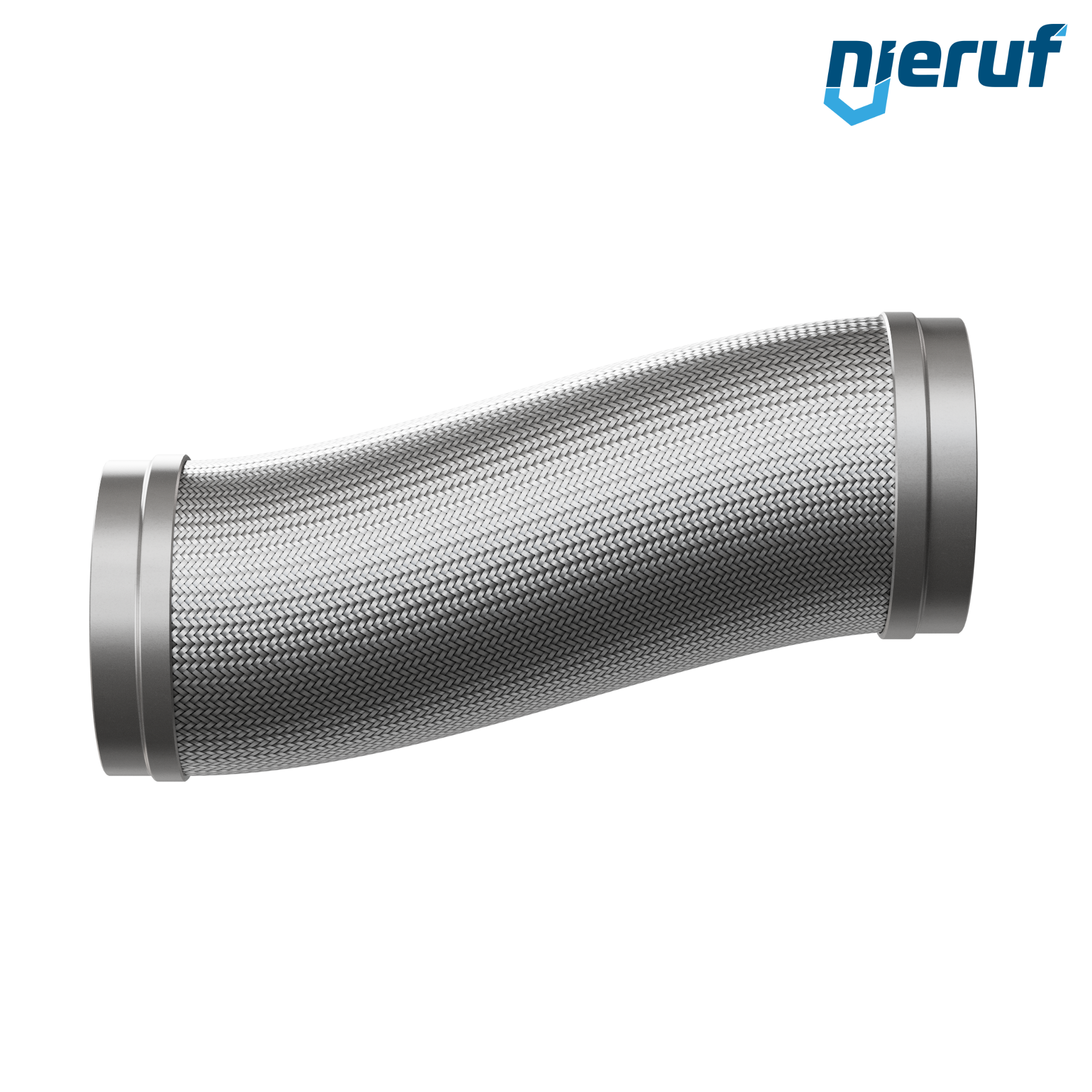 Tuyaux flexible ondulé en acier inoxydable ES01 DN200 - 219.1 mm avec double tressage et embout à souder Longueur 1000 mm
