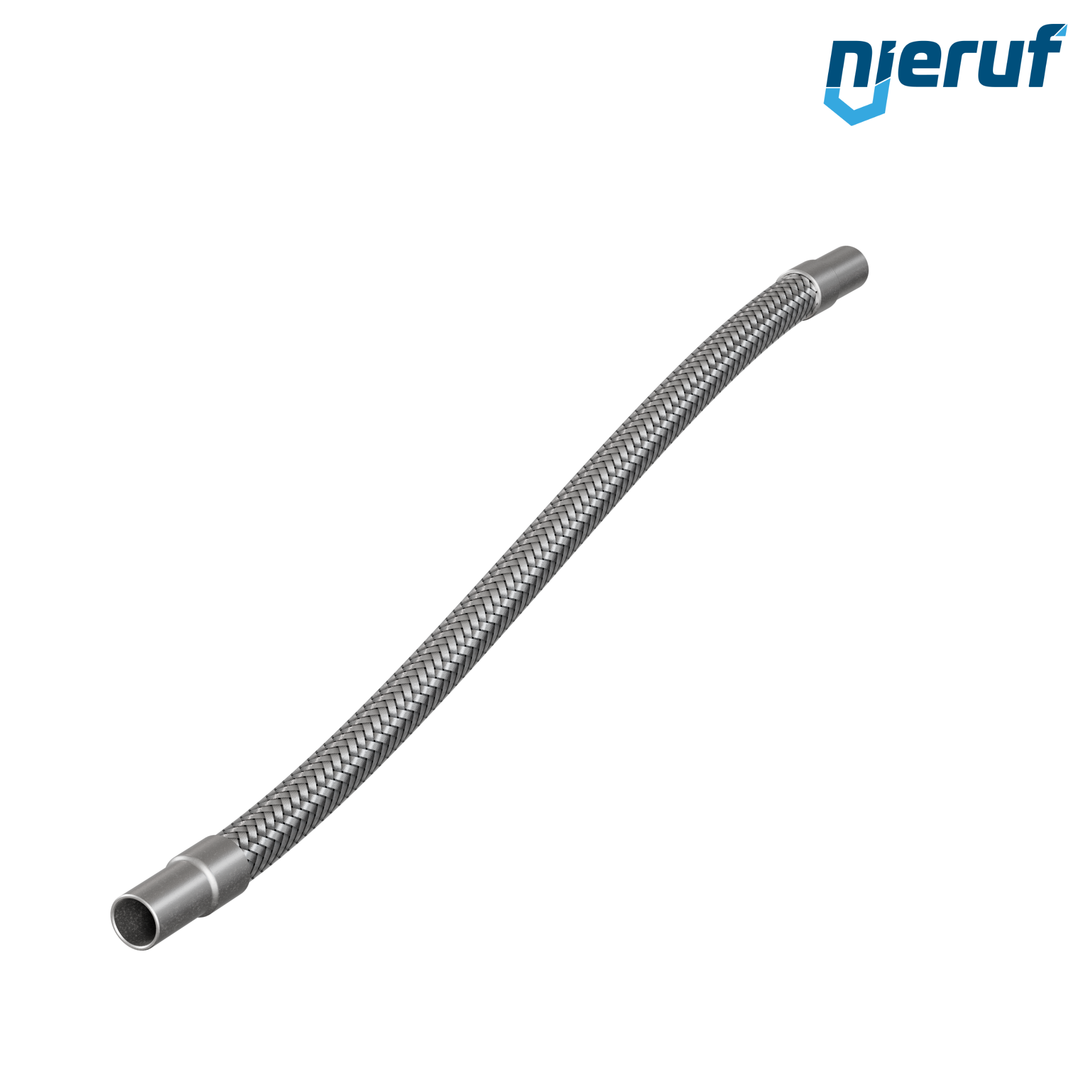 Tuyaux flexible ondulé en acier inoxydable ES01 DN12 - 21.3 mm avec double tressage et embout à souder Longueur 1000 mm