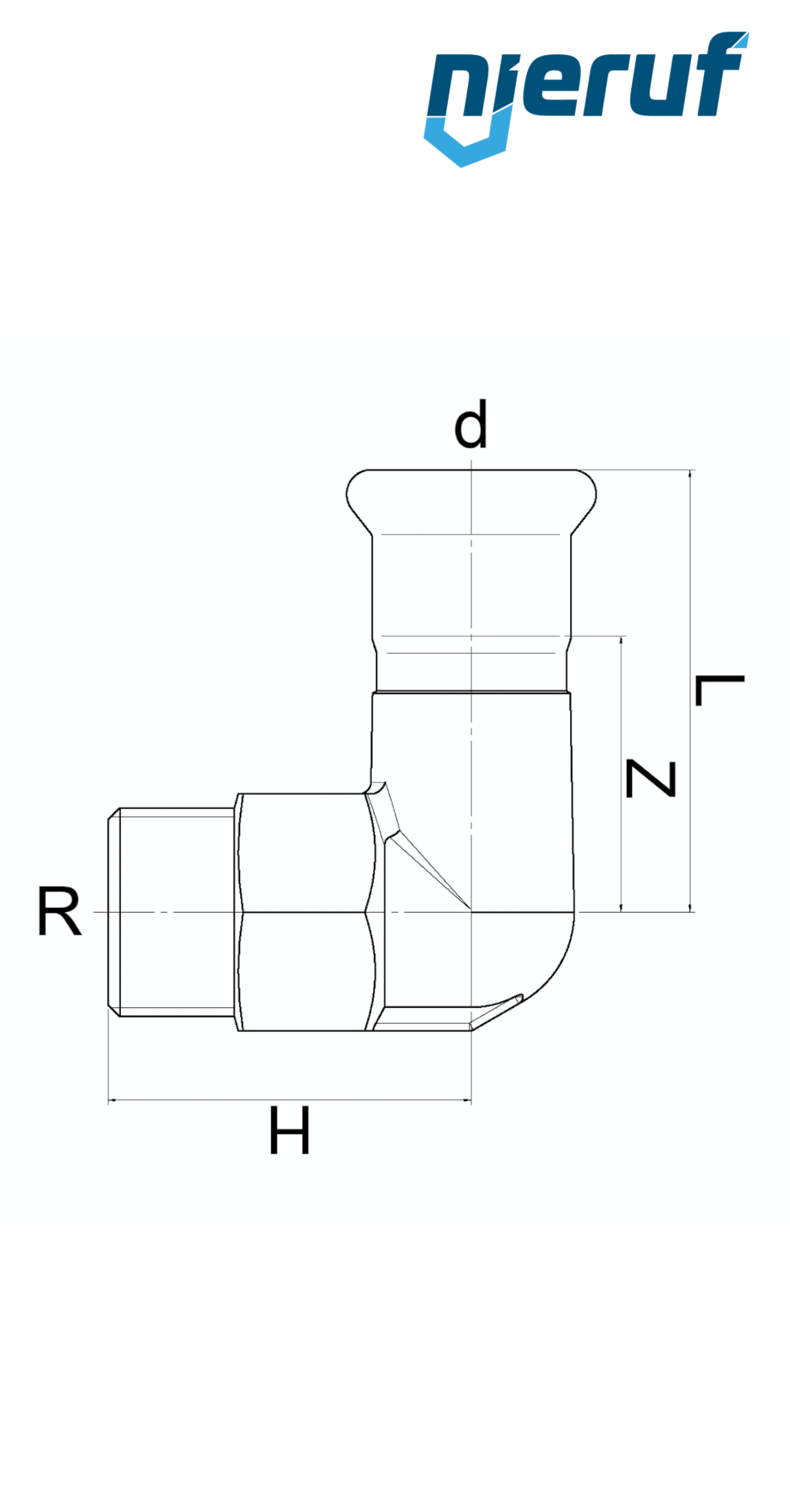 raccord coudé de transition 90° à sertir F DN25 - 28,0 mm mâle 1" pouce acier inoxydable