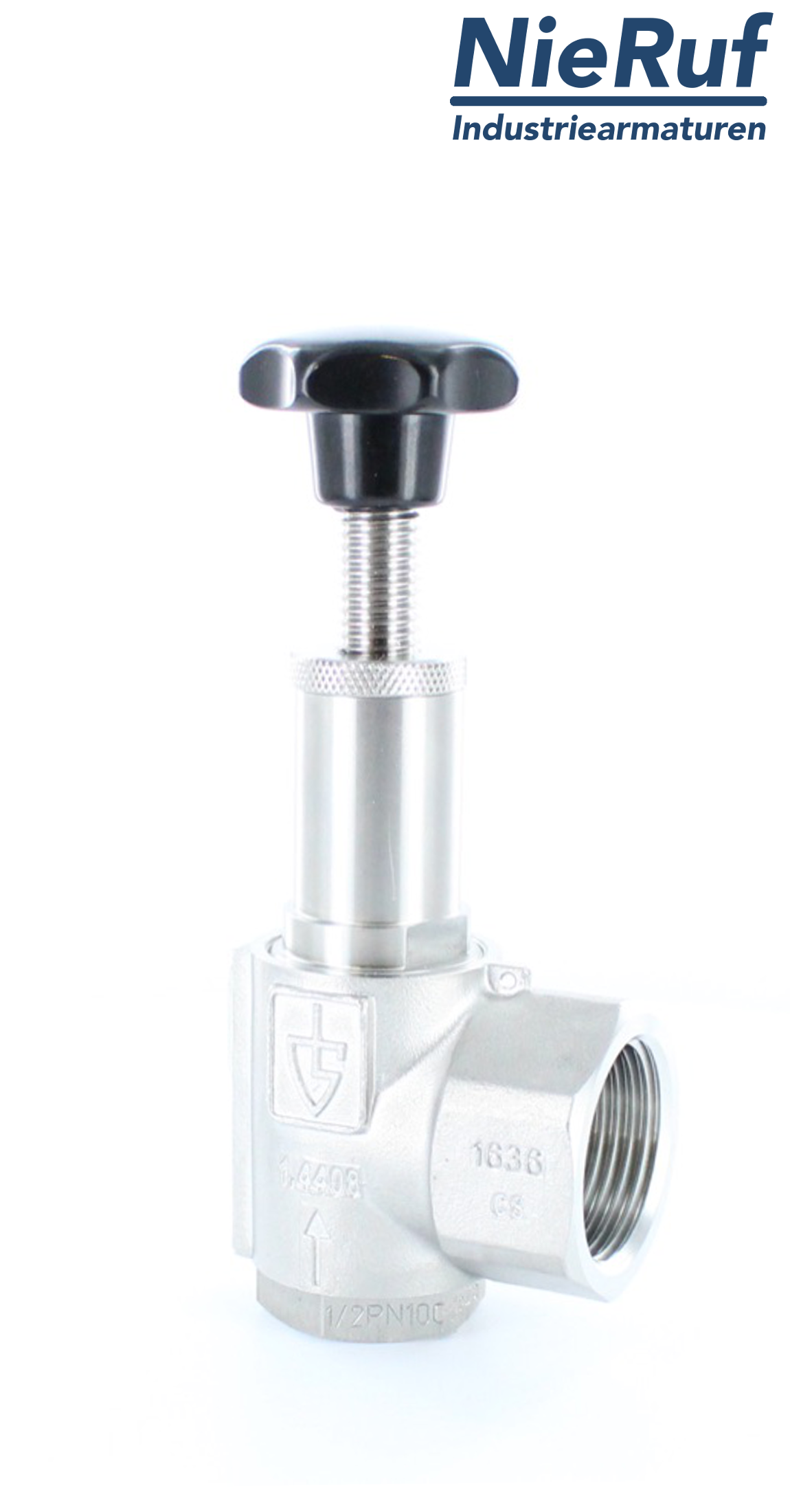 déverseur/soupape de décharge en équerre 1 1/2" pouce mâle UV15 acier inoxydable  1,0 - 1,3 bar