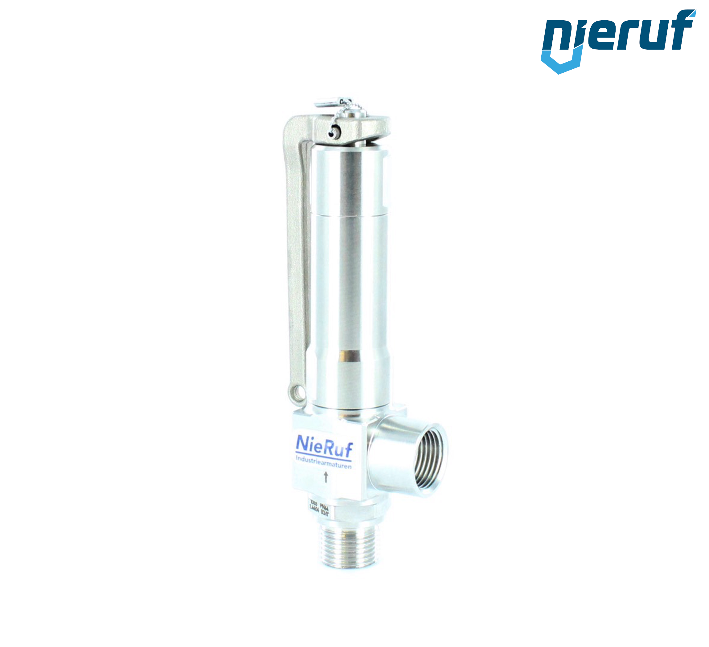 soupape de sûreté en équerre 3/8" mâle  x 3/8" femelle SV11, acier inoxydable FKM, avec levier