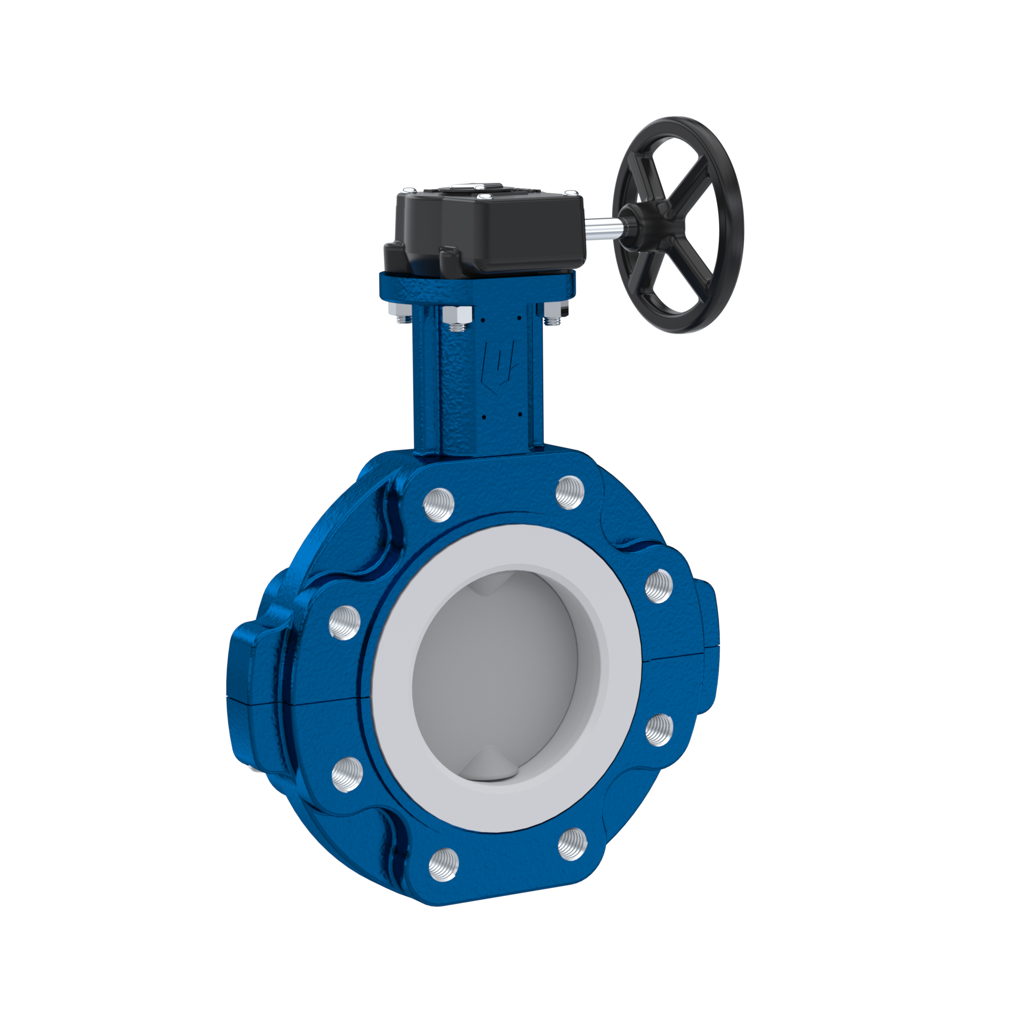 vanne papillon PFA PTFE AK10 DN150 PN10-PN16 réducteur à volant insertion EPDM