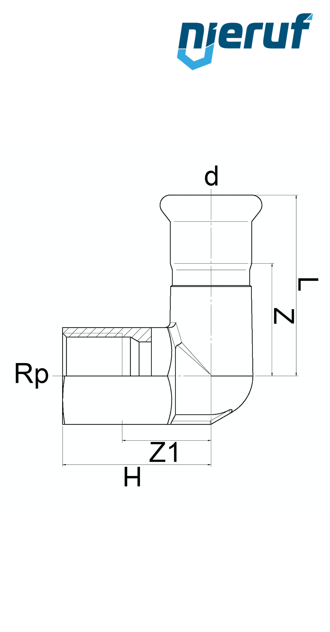 raccord coudé de transition 90° à sertir F DN20 - 22,0 mm femelle 3/4" pouce acier inoxydable