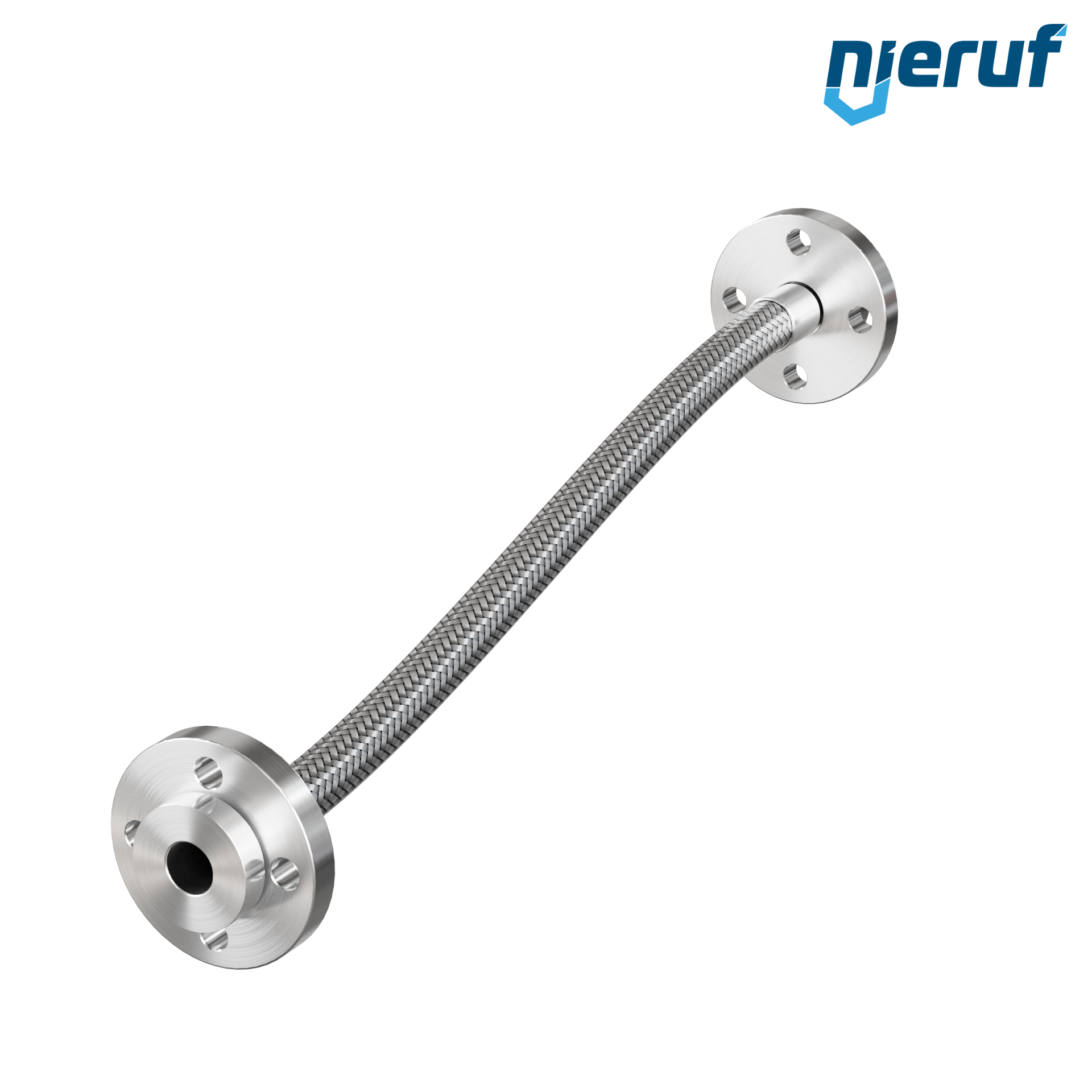 Tuyaux flexible ondulé en acier inoxydable ES01 DN20 - 3/4" pouce avec double tressage et brides tournantes Longueur 500 mm