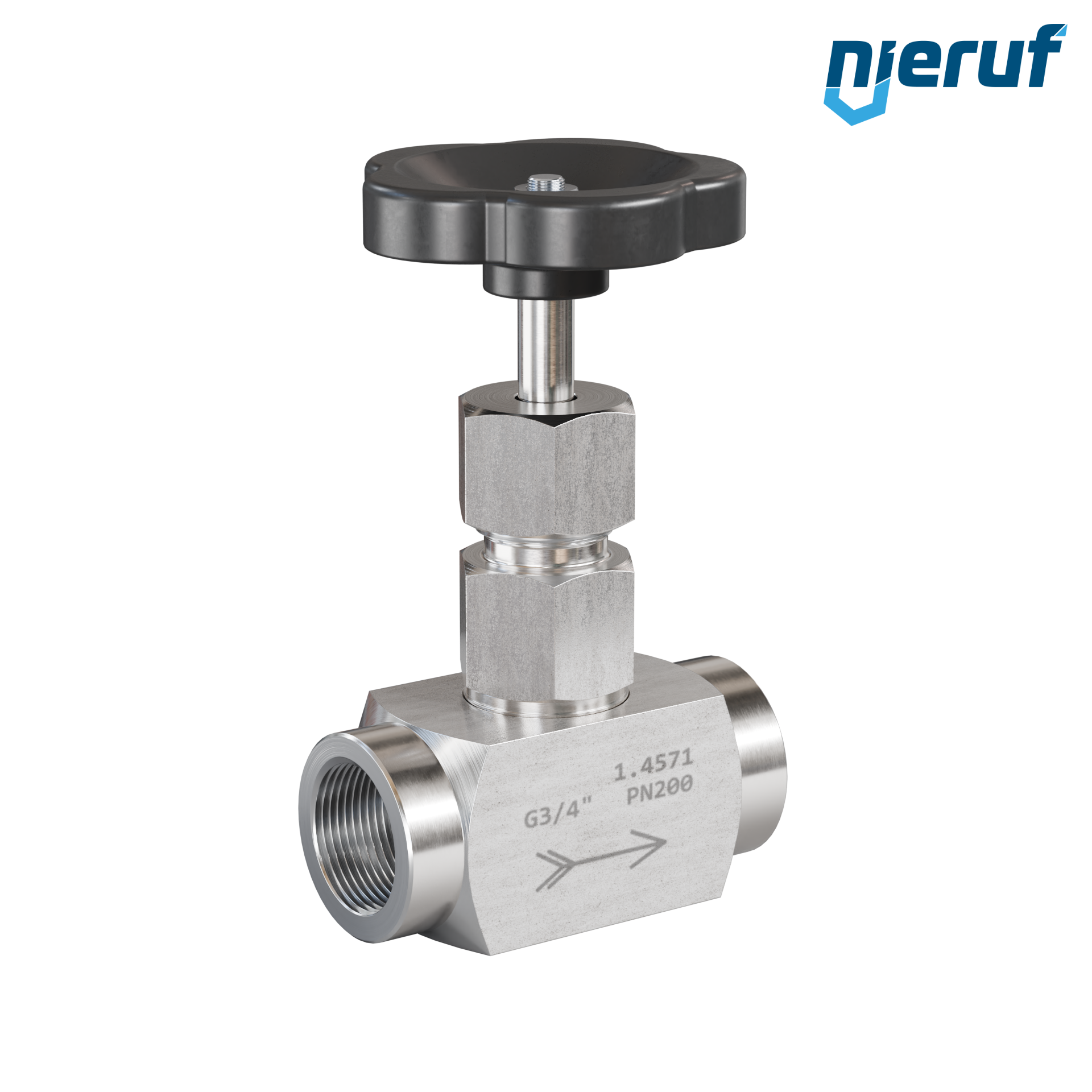 vanne à pointeau haute pression  3/4" pouce NV01 acier inoxydable 1.4571