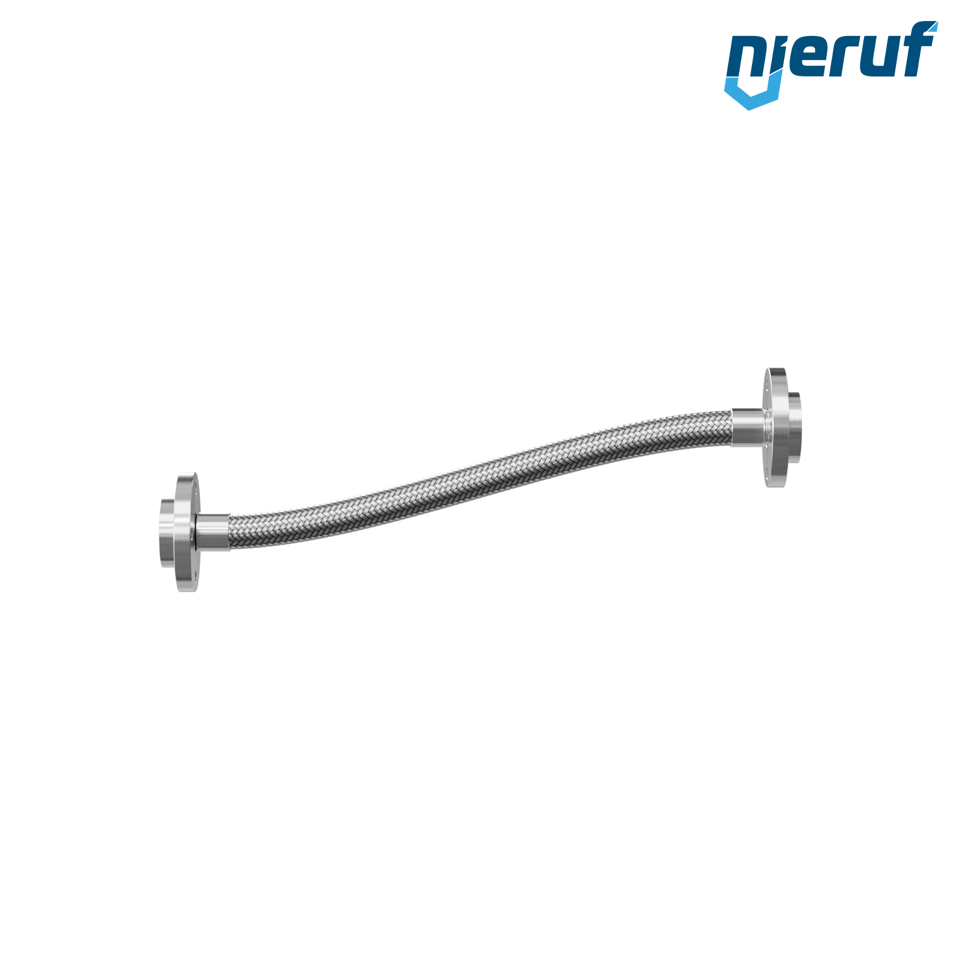 Tuyaux flexible ondulé en acier inoxydable ES01 DN25 - 1" pouce avec tressage simple et brides tournantes Longueur 1000 mm