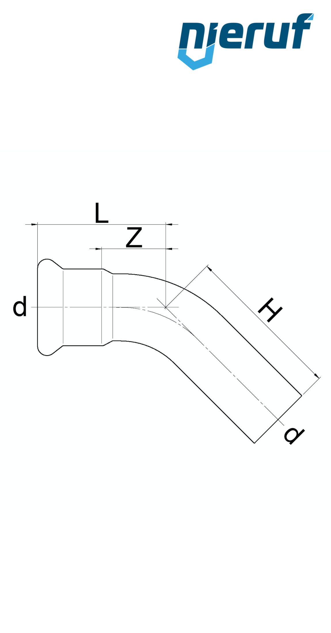 raccord coudé 45° à sertir F x M DN50 - 54,0 mm acier inoxydable