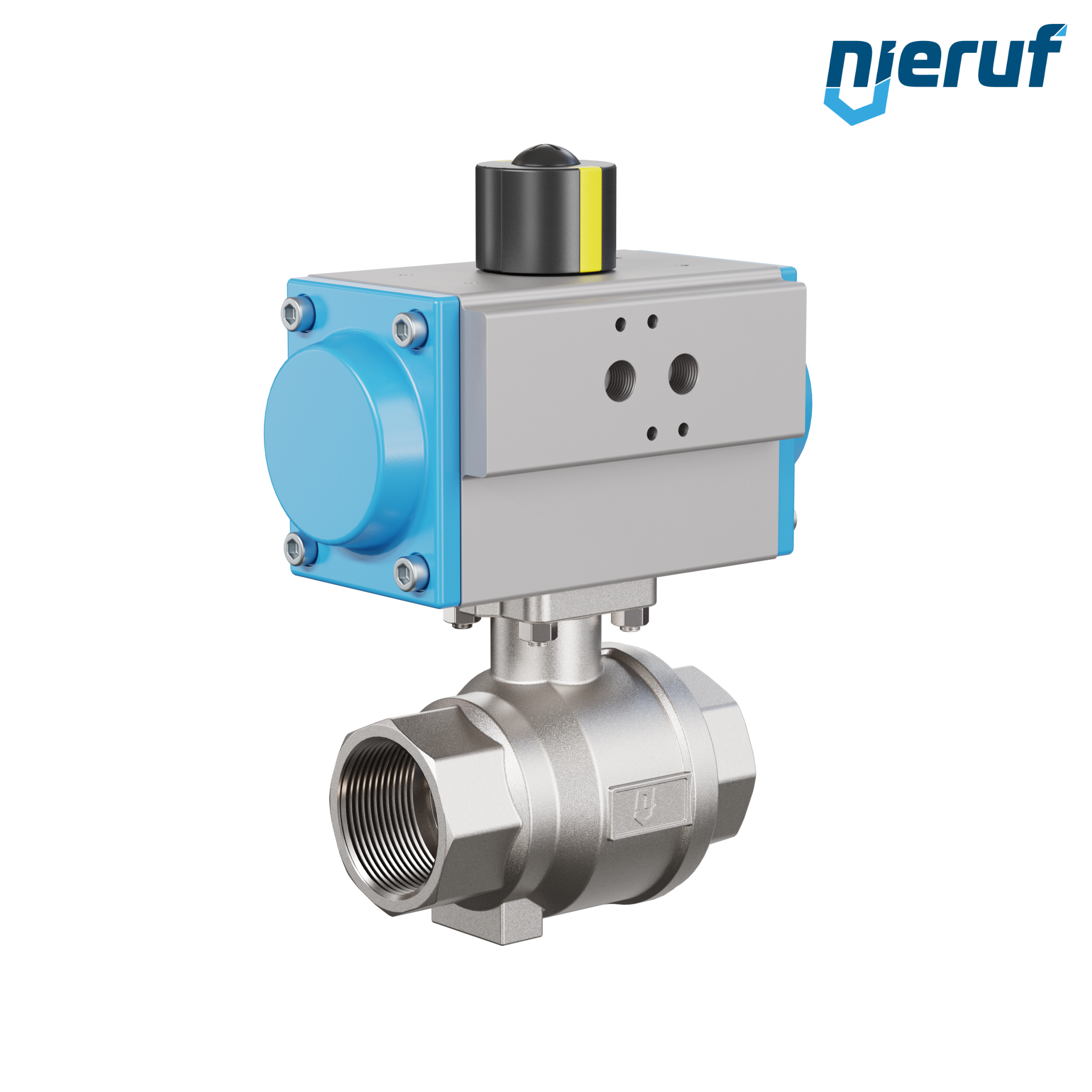 valvola a sfera pneumatica DN40 - 1 1/2" pollici azionamento rotativo a effetto semplice apertura a molla PK02