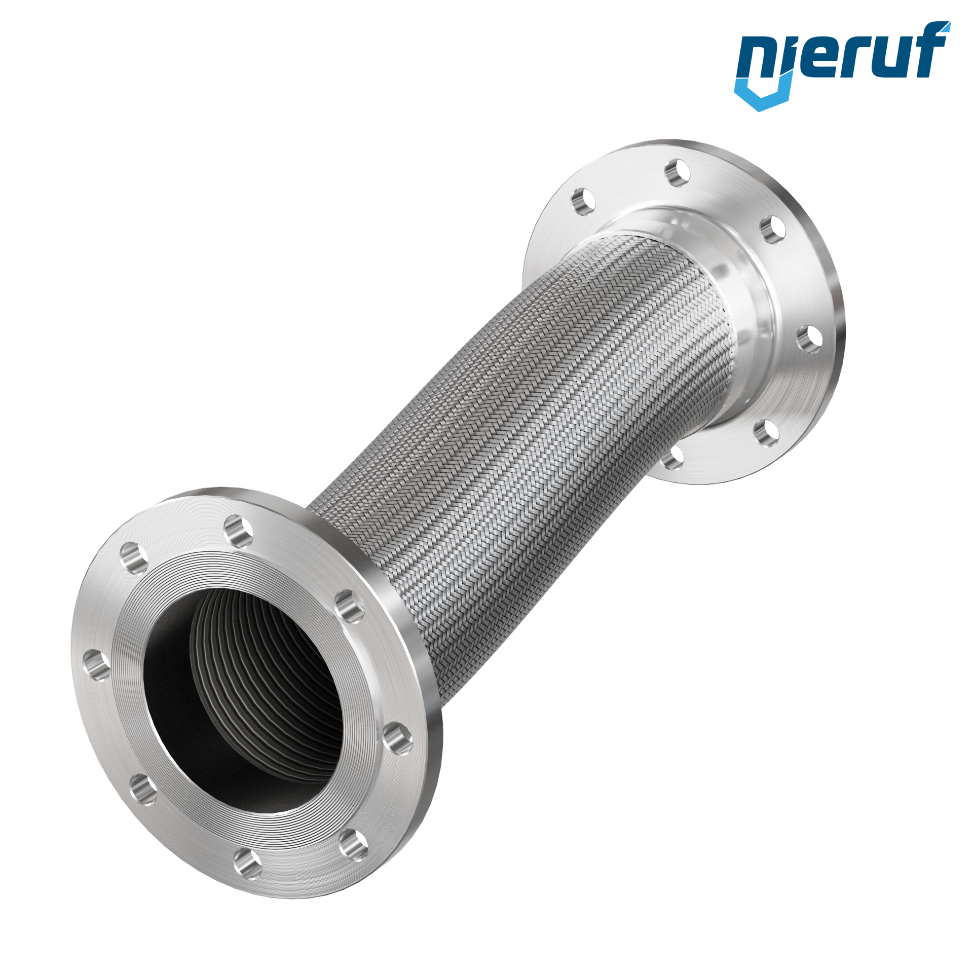 Tuyaux flexible ondulé en acier inoxydable ES01 DN150 - 6" pouce avec tressage simple et brides fixe Longueur 1000 mm